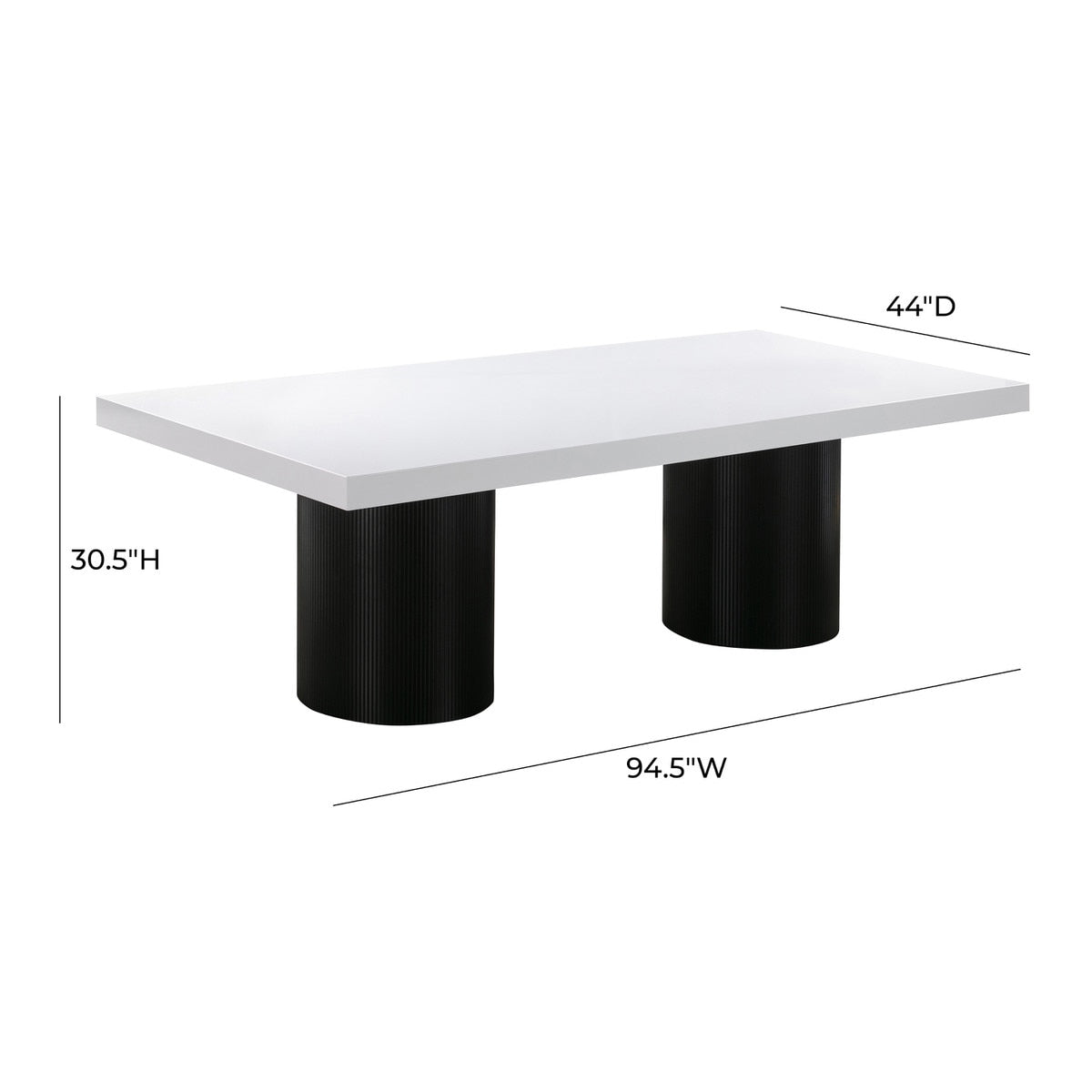 Nova White Lacquer 95" Rectangular Dining Table