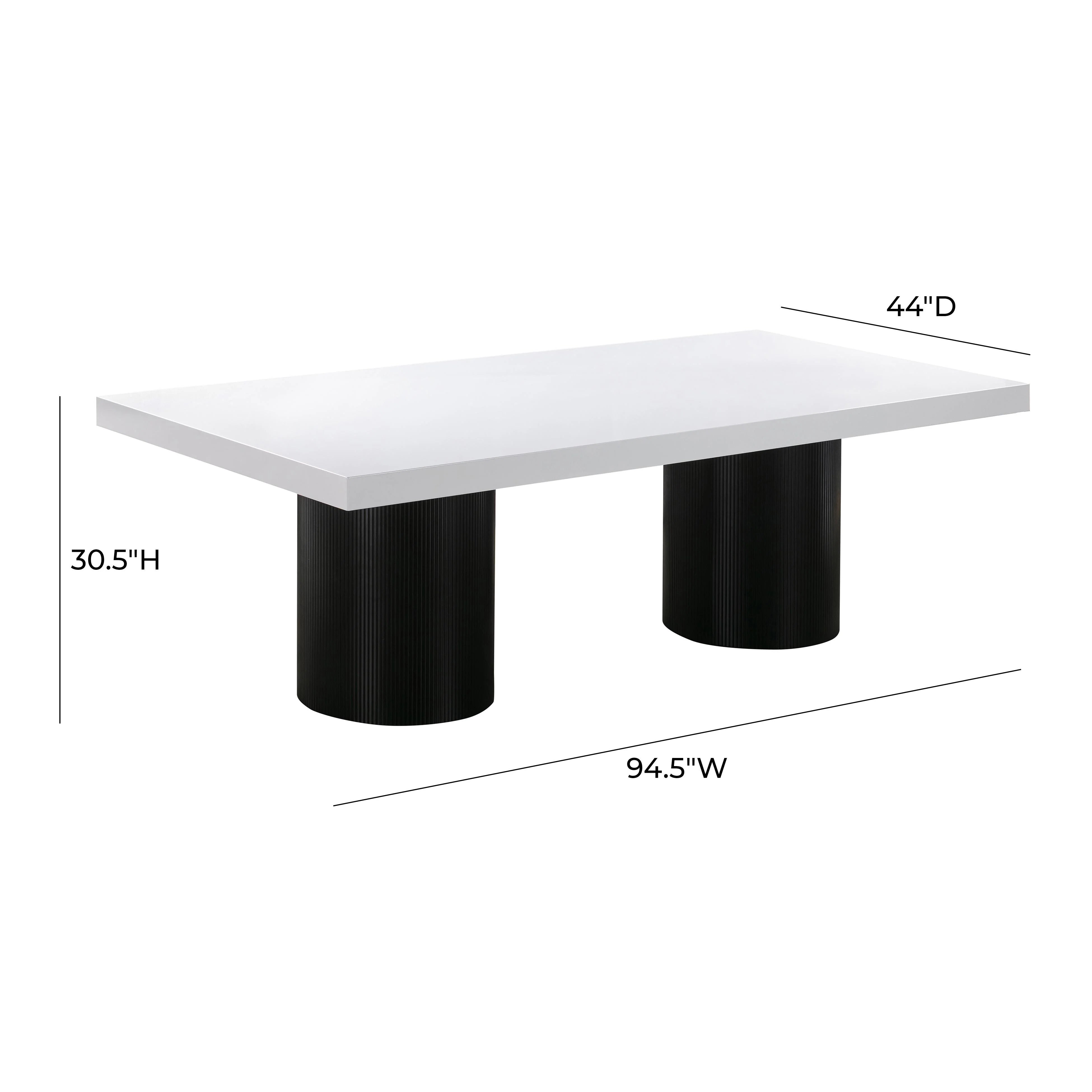 Table à manger rectangulaire laquée blanche Nova de 95 po 