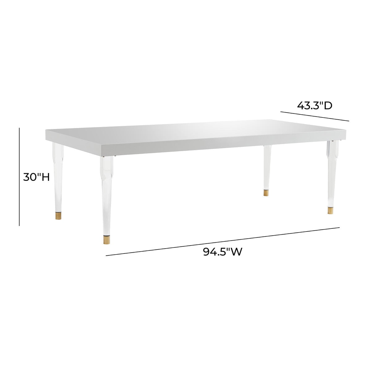 Tabby White Lacquer 95" Rectangular Dining Table