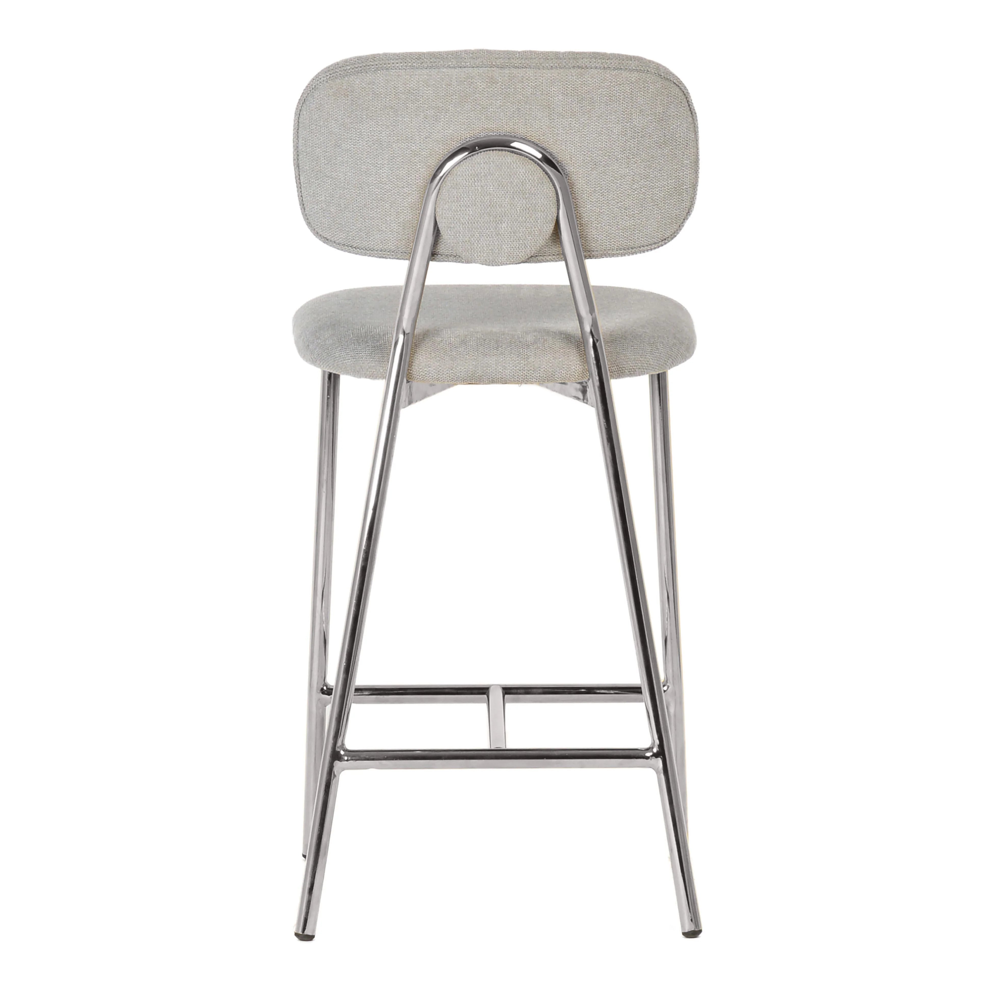 Tabouret de bar Ariana gris avec pieds argentés - Lot de 2