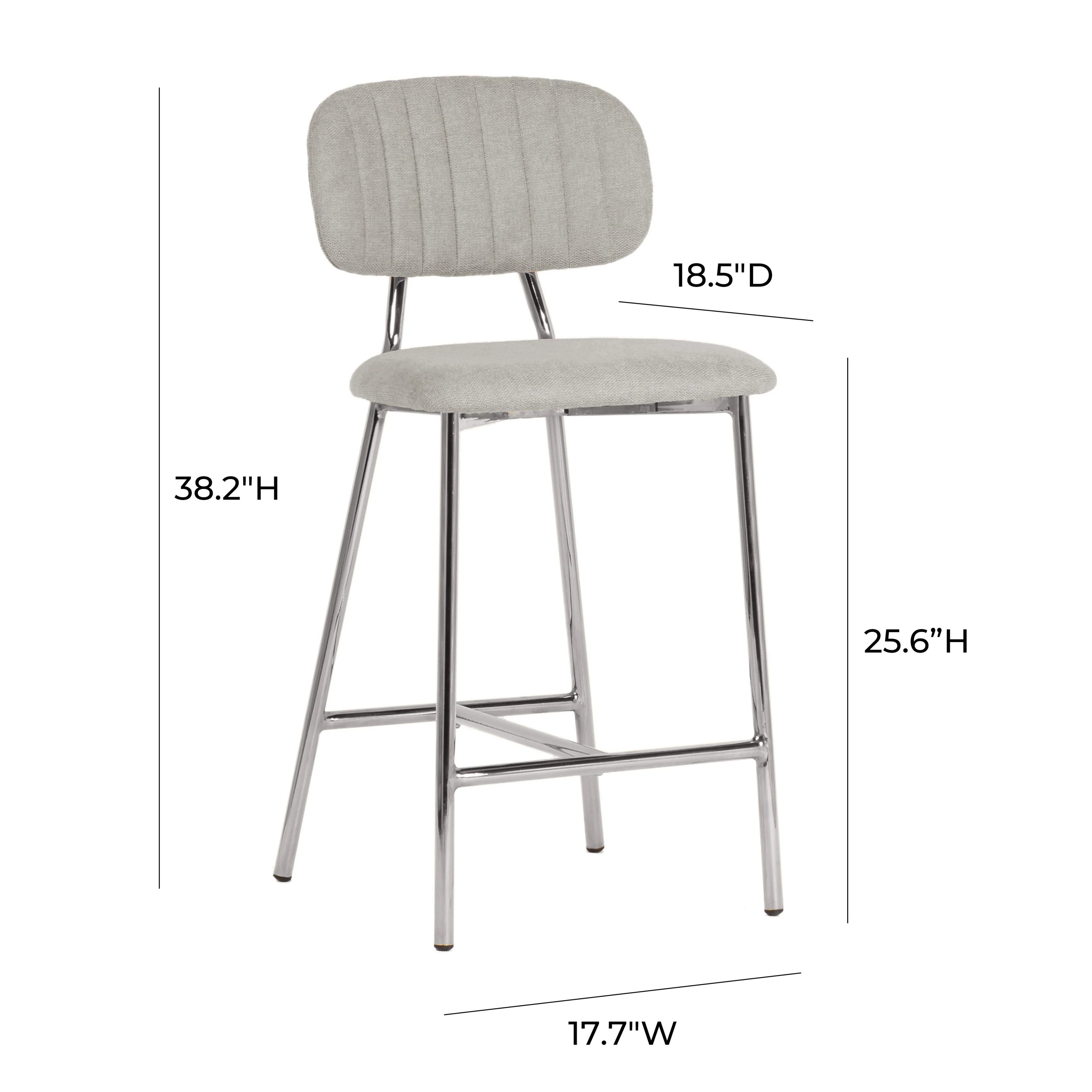 Tabouret de bar Ariana gris avec pieds argentés - Lot de 2