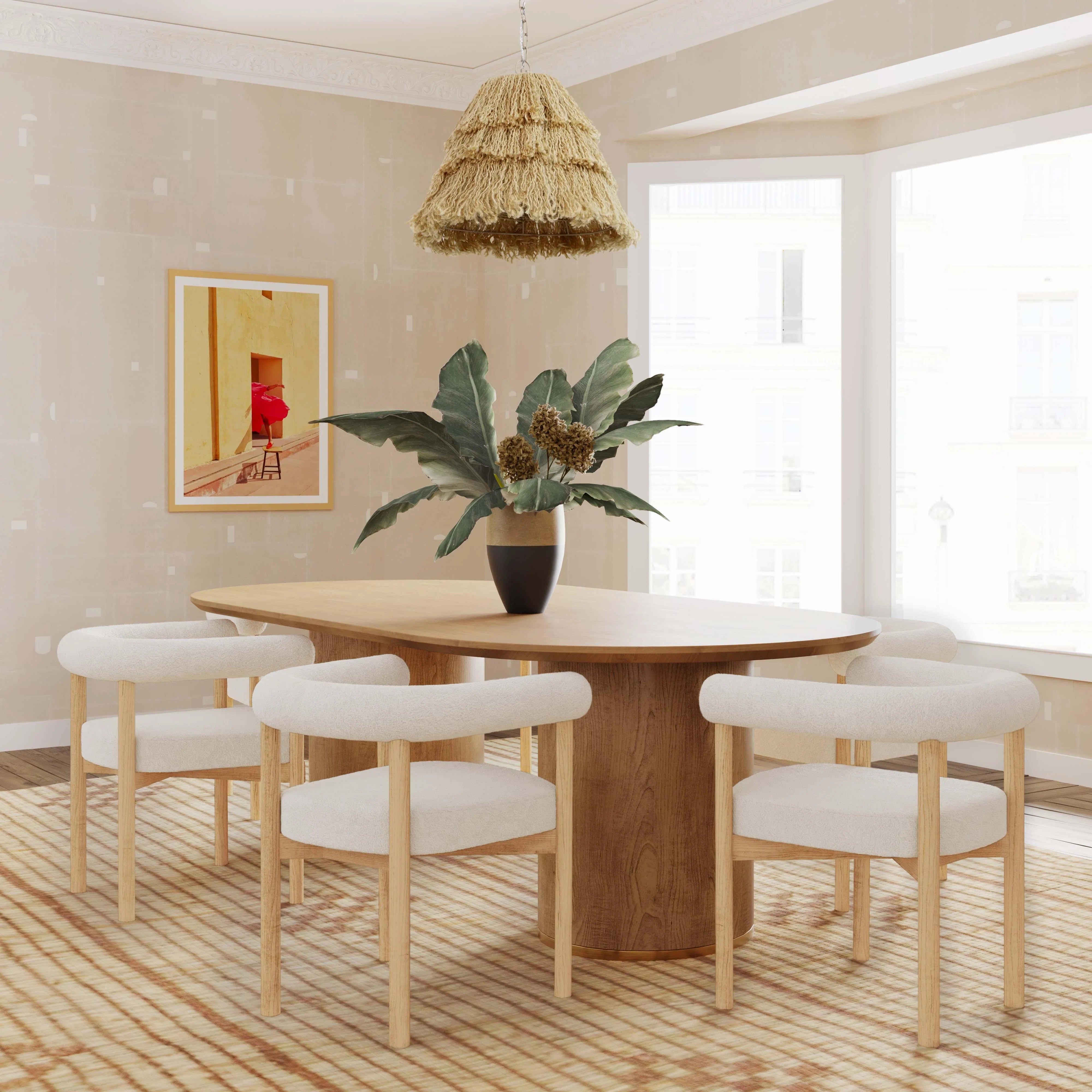 Brandy 95" Natural Ash Wood Oval Dining Table