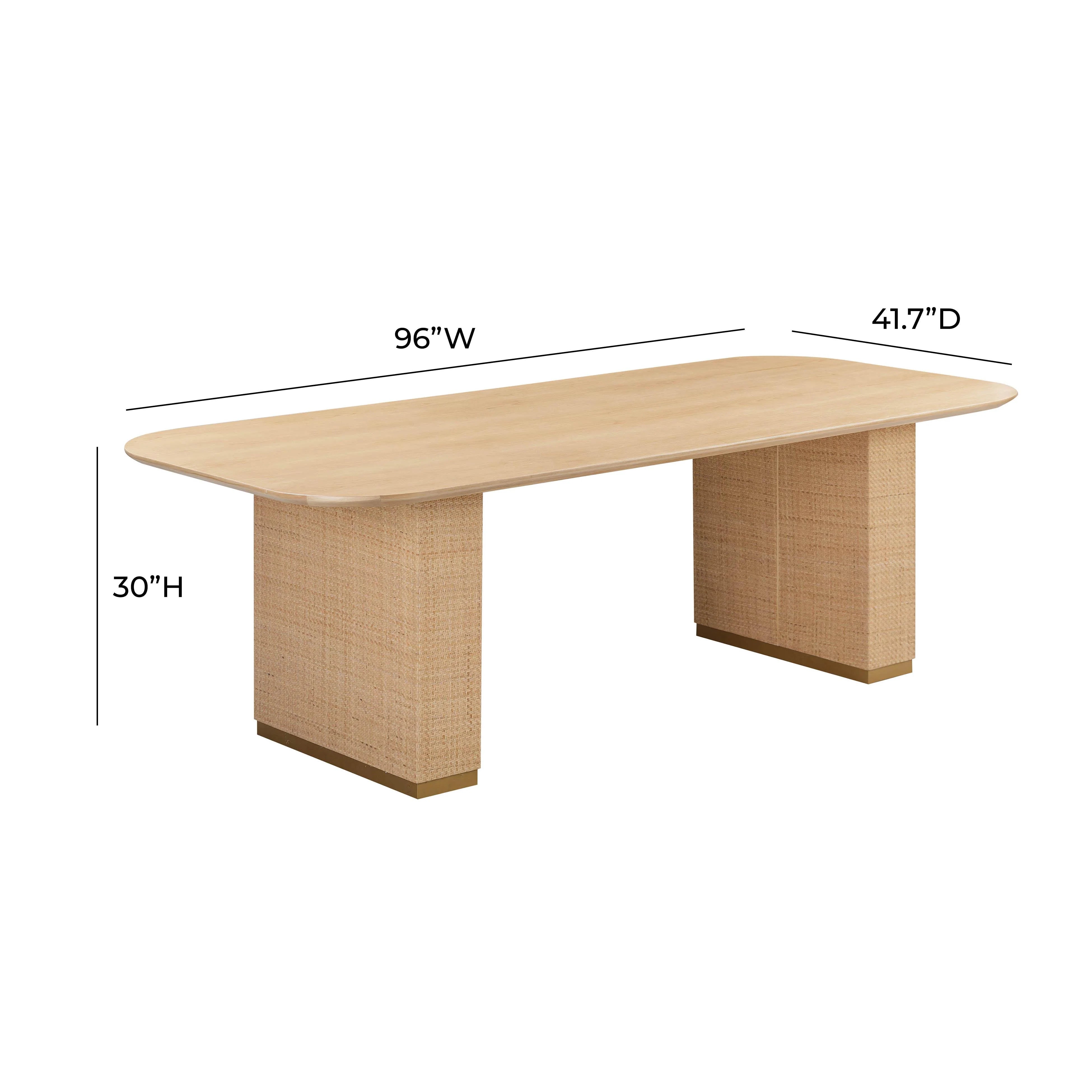 Akiba 96" Natural Ash & Rattan Rectangular Dining Table