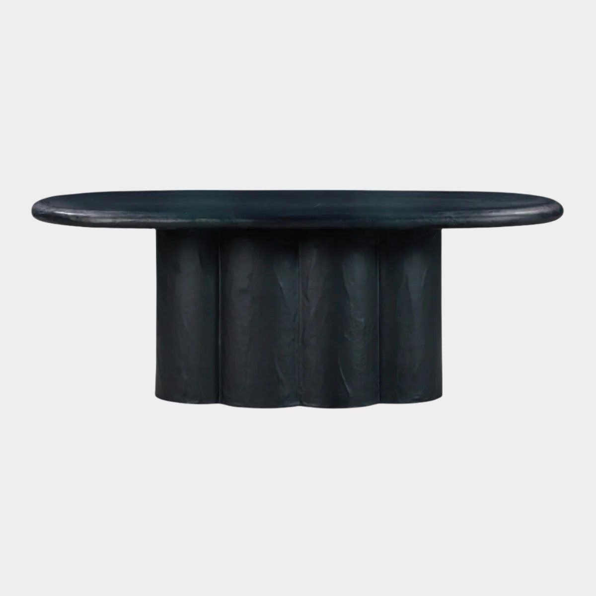 Elika Black Faux Plaster Oval Dining Table