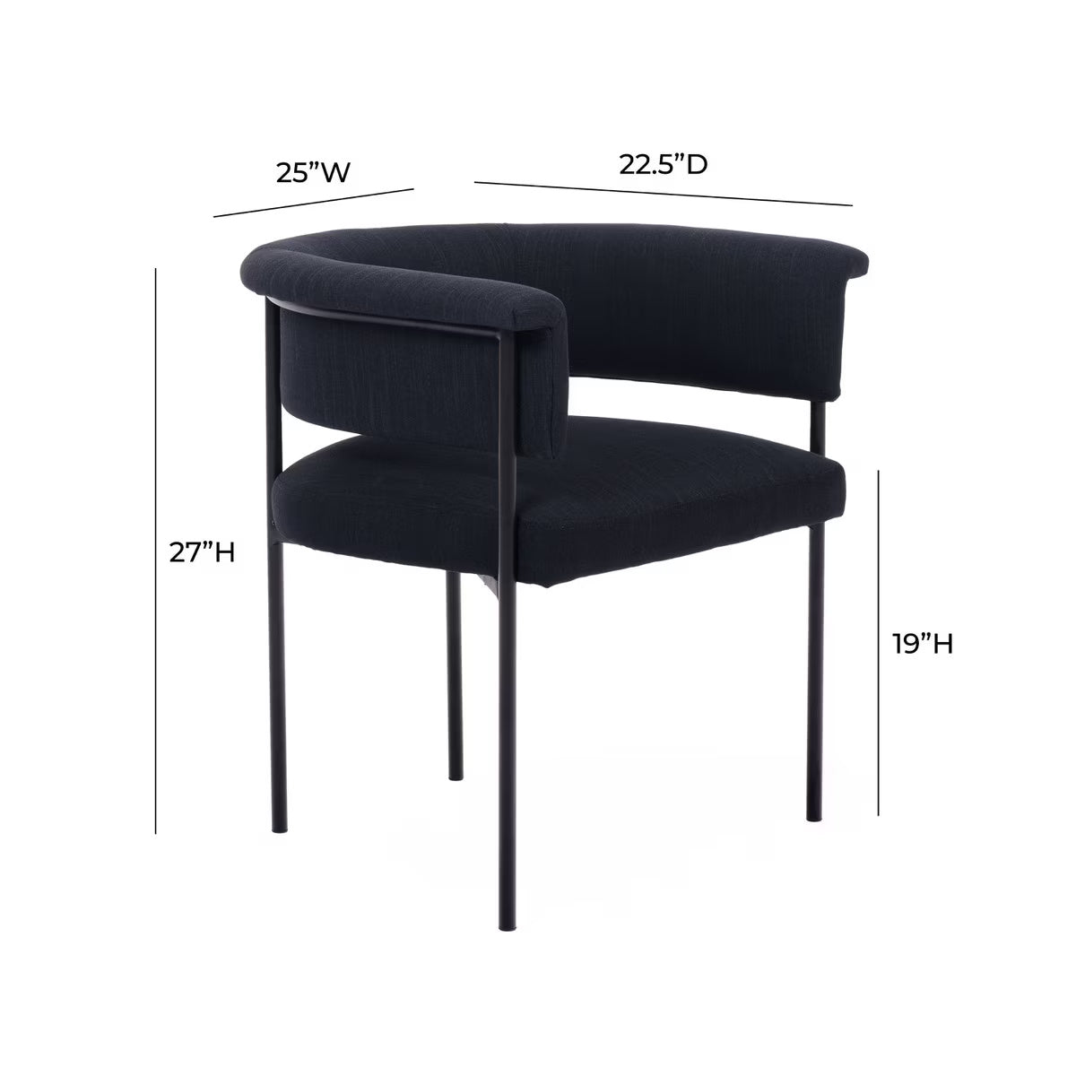 Taylor Black Performance Linen Dining Chair