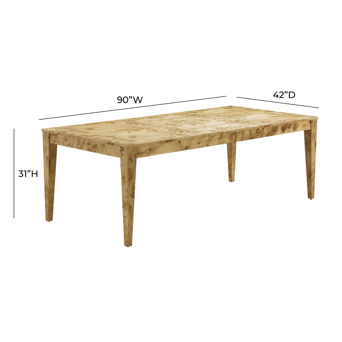 Brandyss Natural Burl 90" Rectangular Dining Table