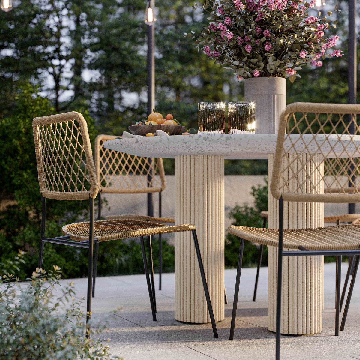 Table à manger ronde en béton Parcino Terrazzo pour intérieur/extérieur de 47 po 