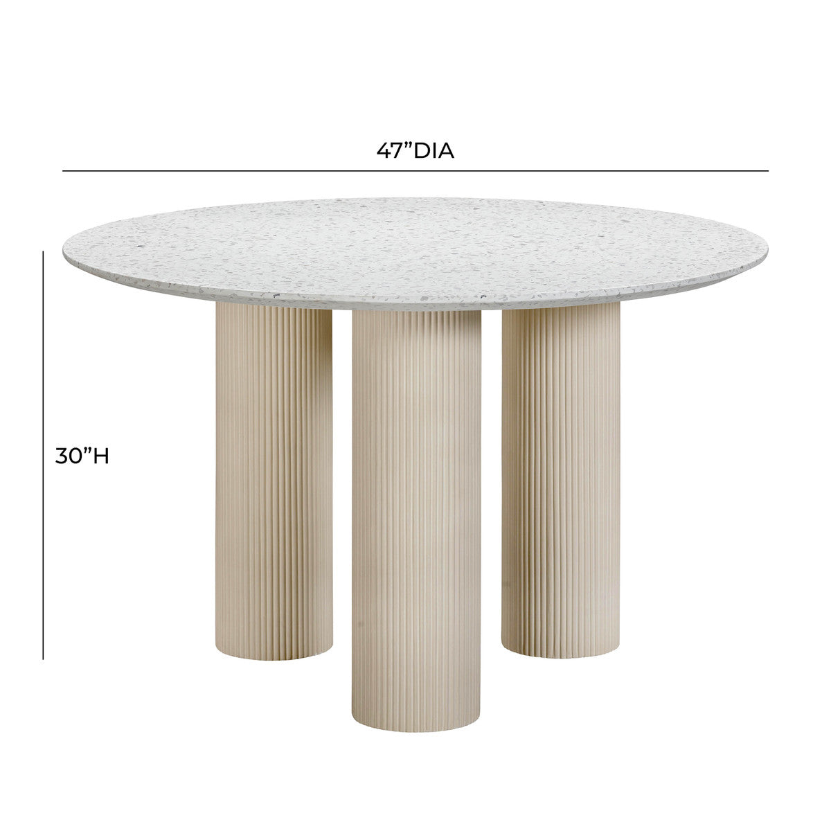 Table à manger ronde en béton Parcino Terrazzo pour intérieur/extérieur de 47 po 