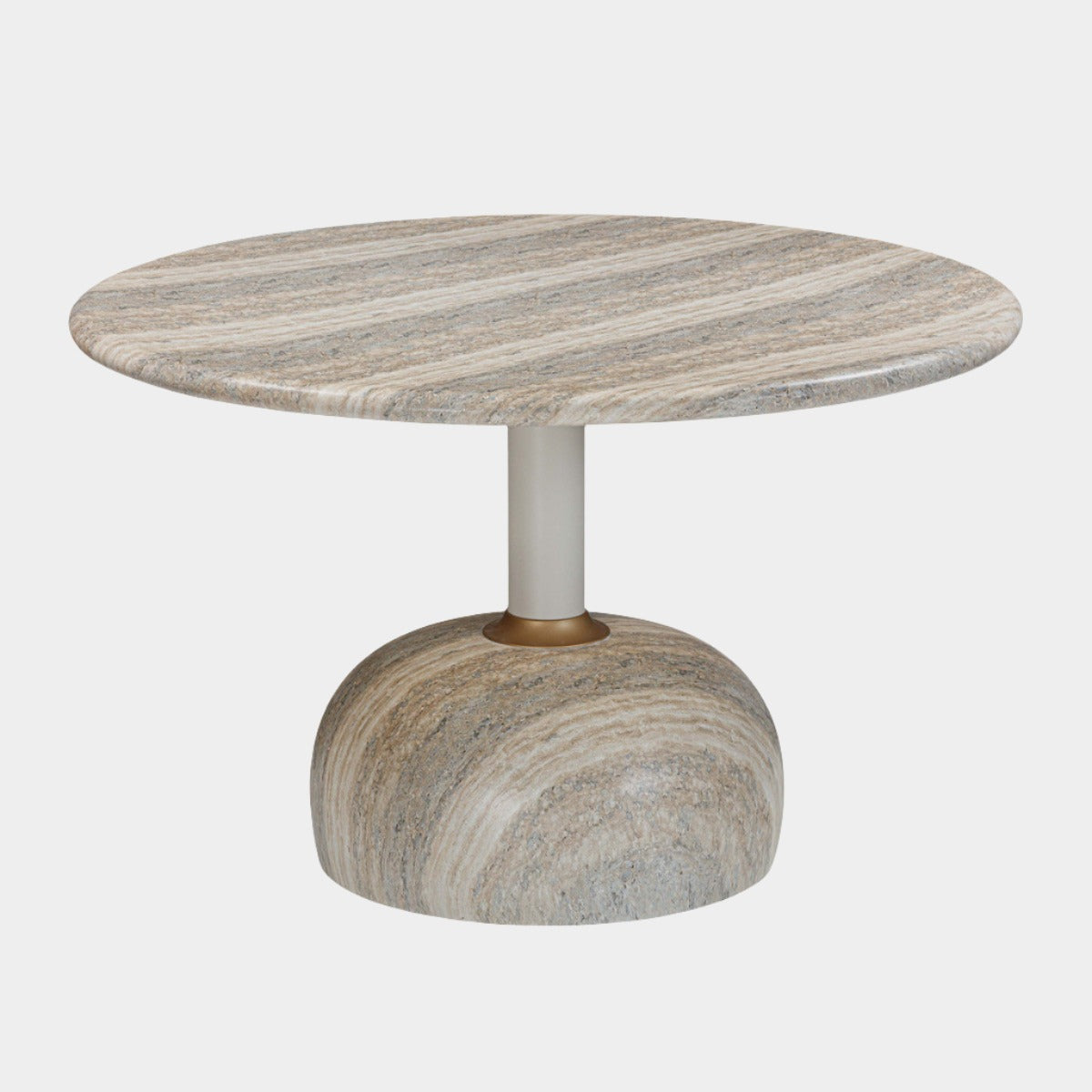 Table à manger ronde en faux travertin pour intérieur/extérieur de 48 po en béton Omaha 