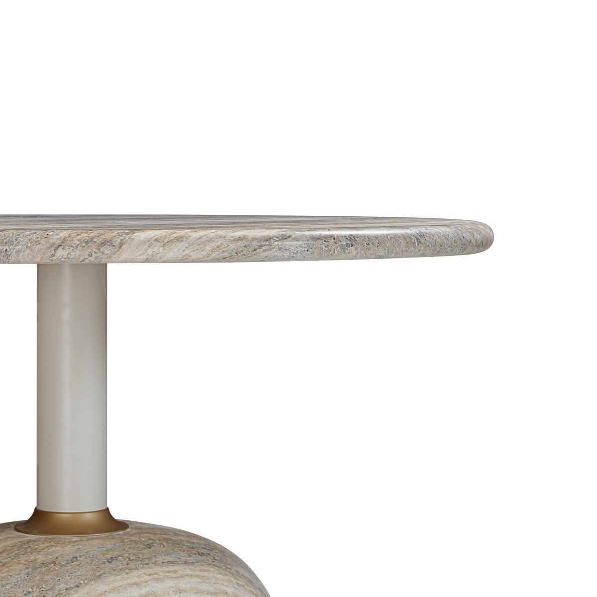 Table à manger ronde en faux travertin pour intérieur/extérieur de 48 po en béton Omaha 