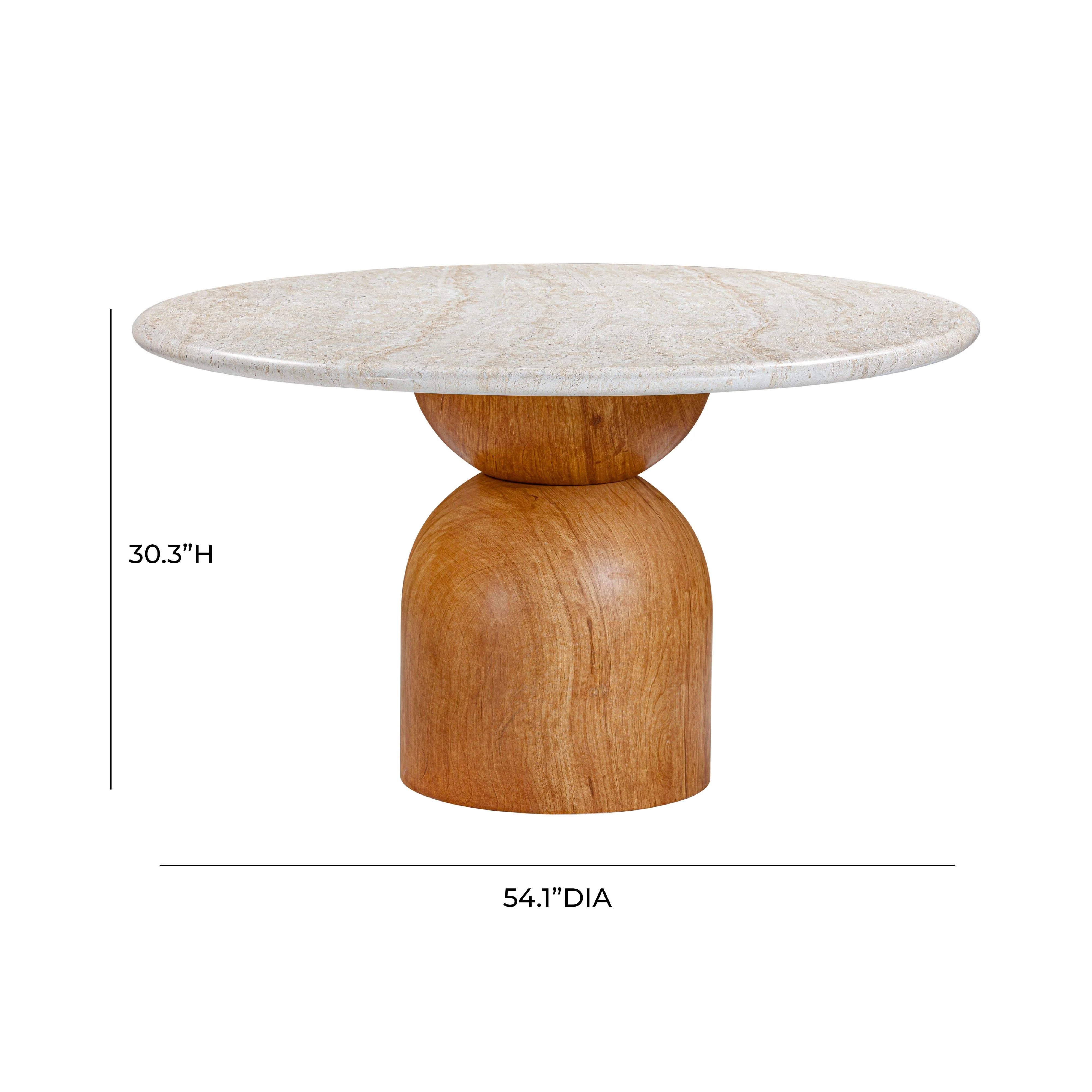 Cynthia 54" Faux Travertine Indoor/Outdoor Concrete Round Dining Table