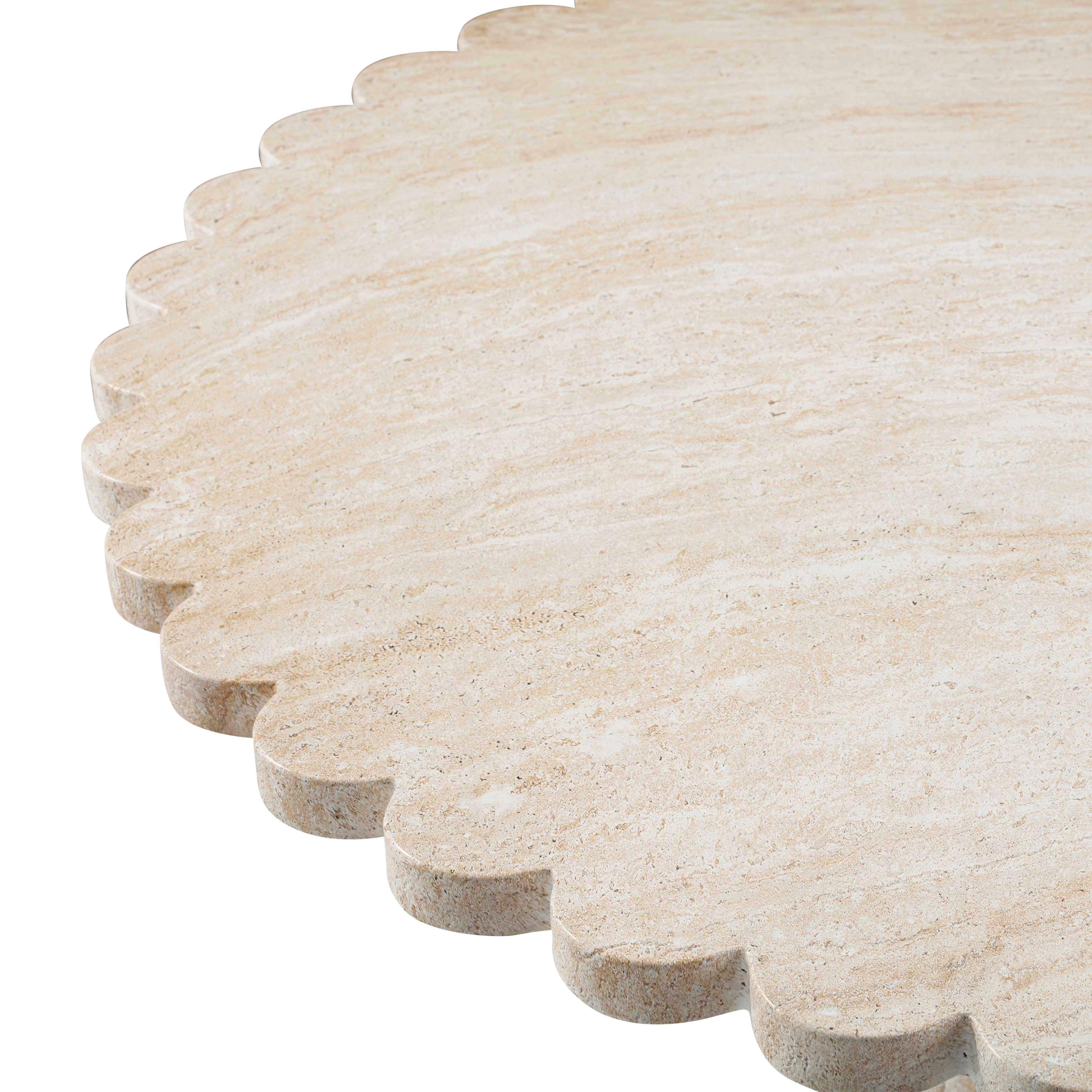Blossom 54" Washed Faux Travertine Finish Indoor/Outdoor Round Dining Table