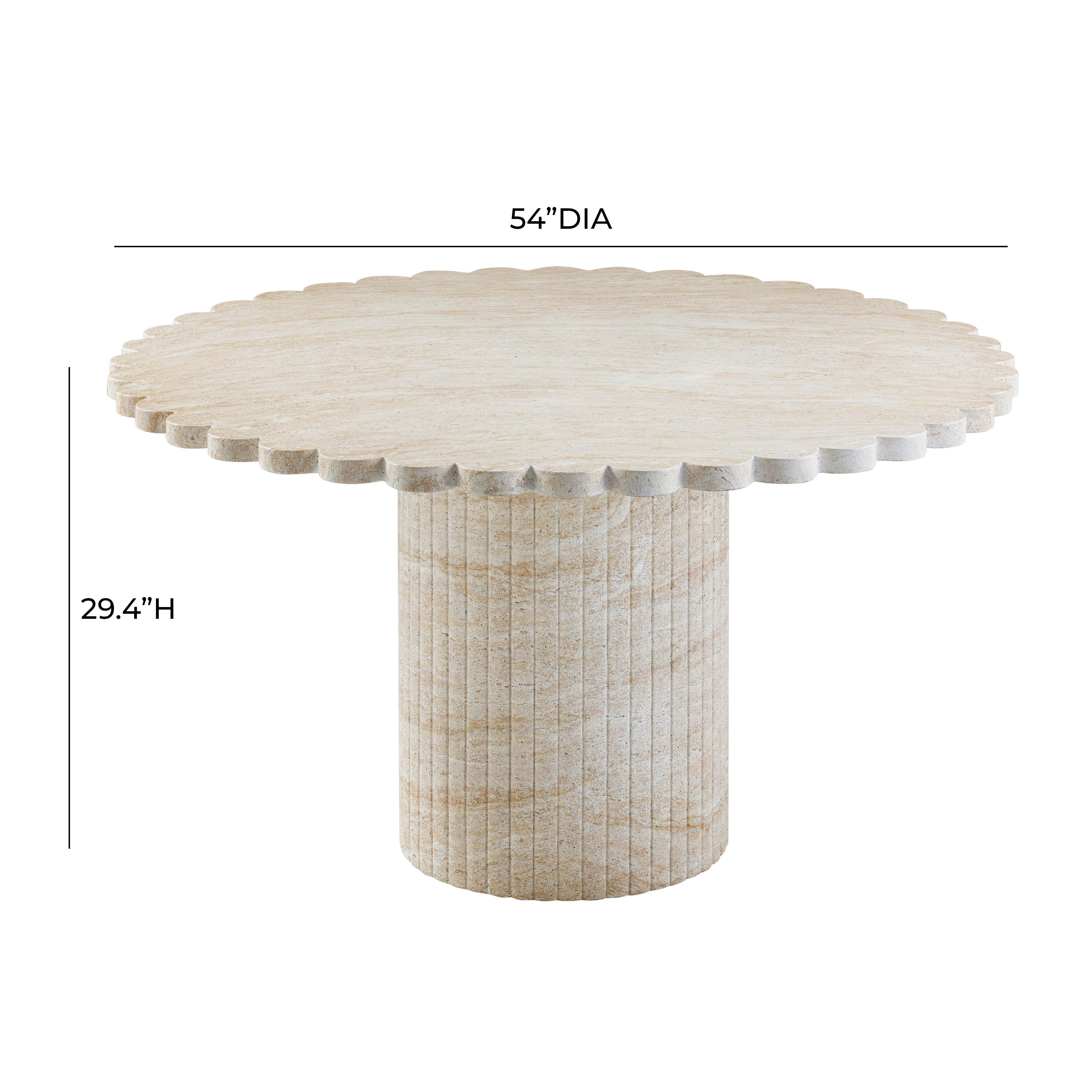 Blossom 54" Washed Faux Travertine Finish Indoor/Outdoor Round Dining Table