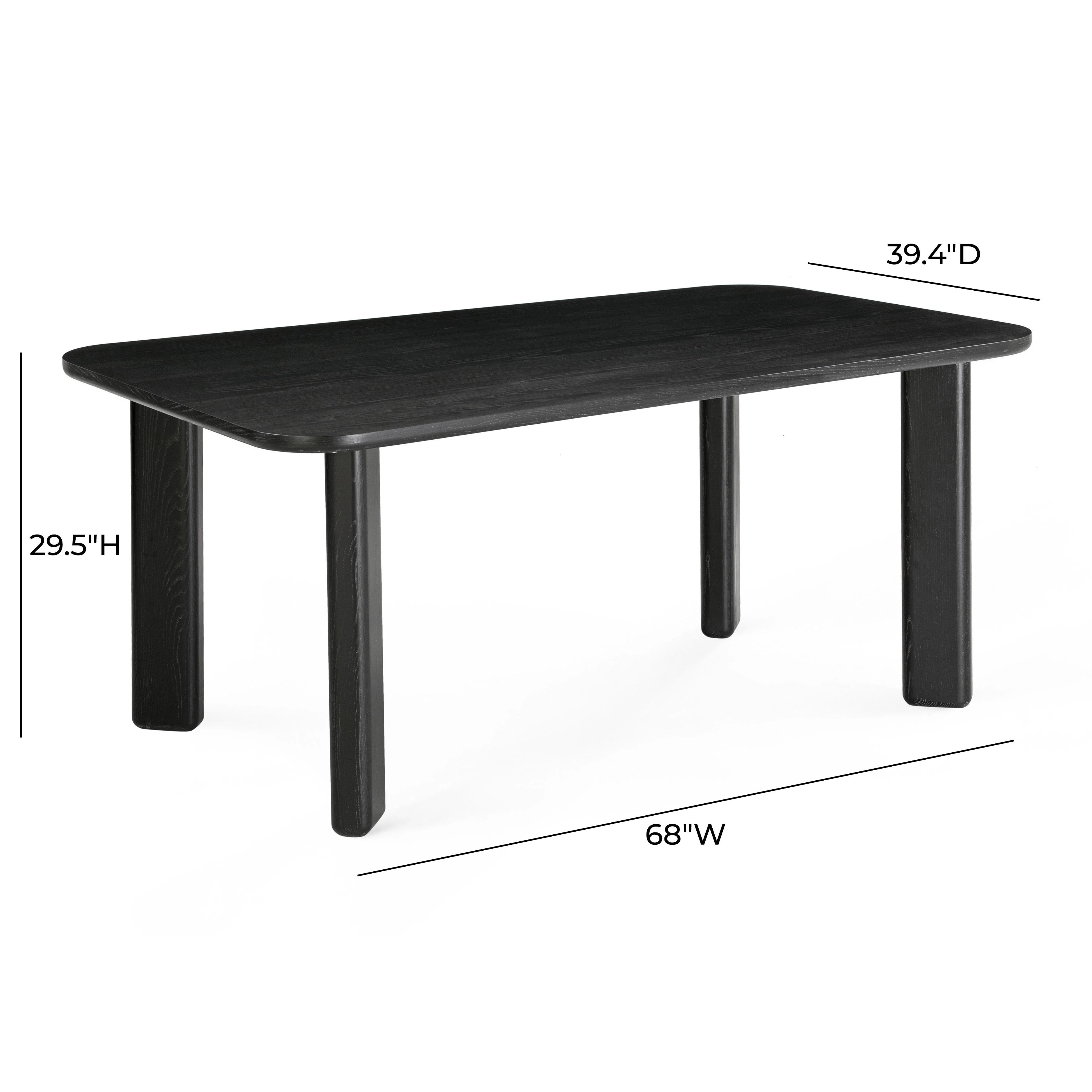 Jodie 68" Black Oak Rectangular Dining Table