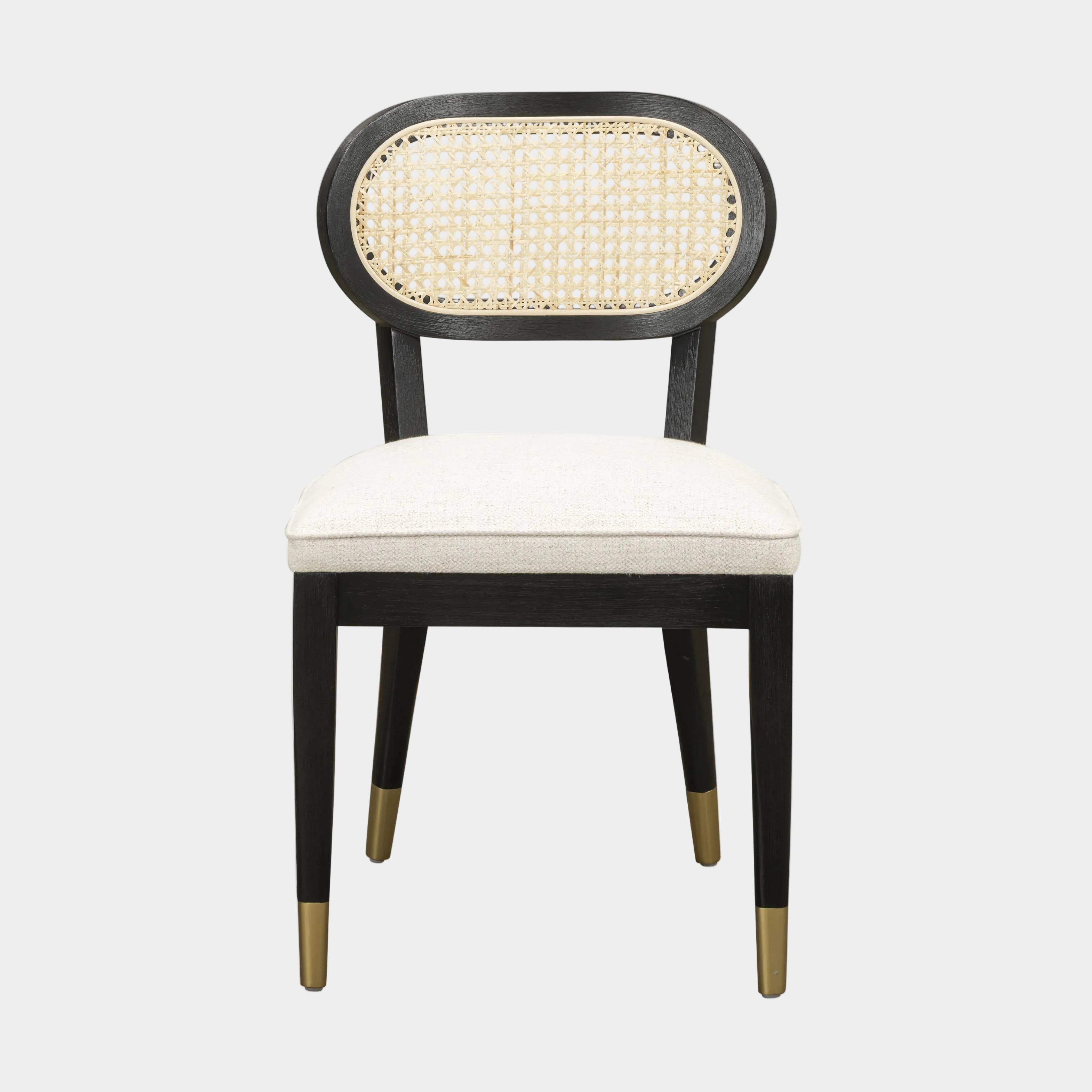 Cosette Black Dining Chair in Cream Performance Linen