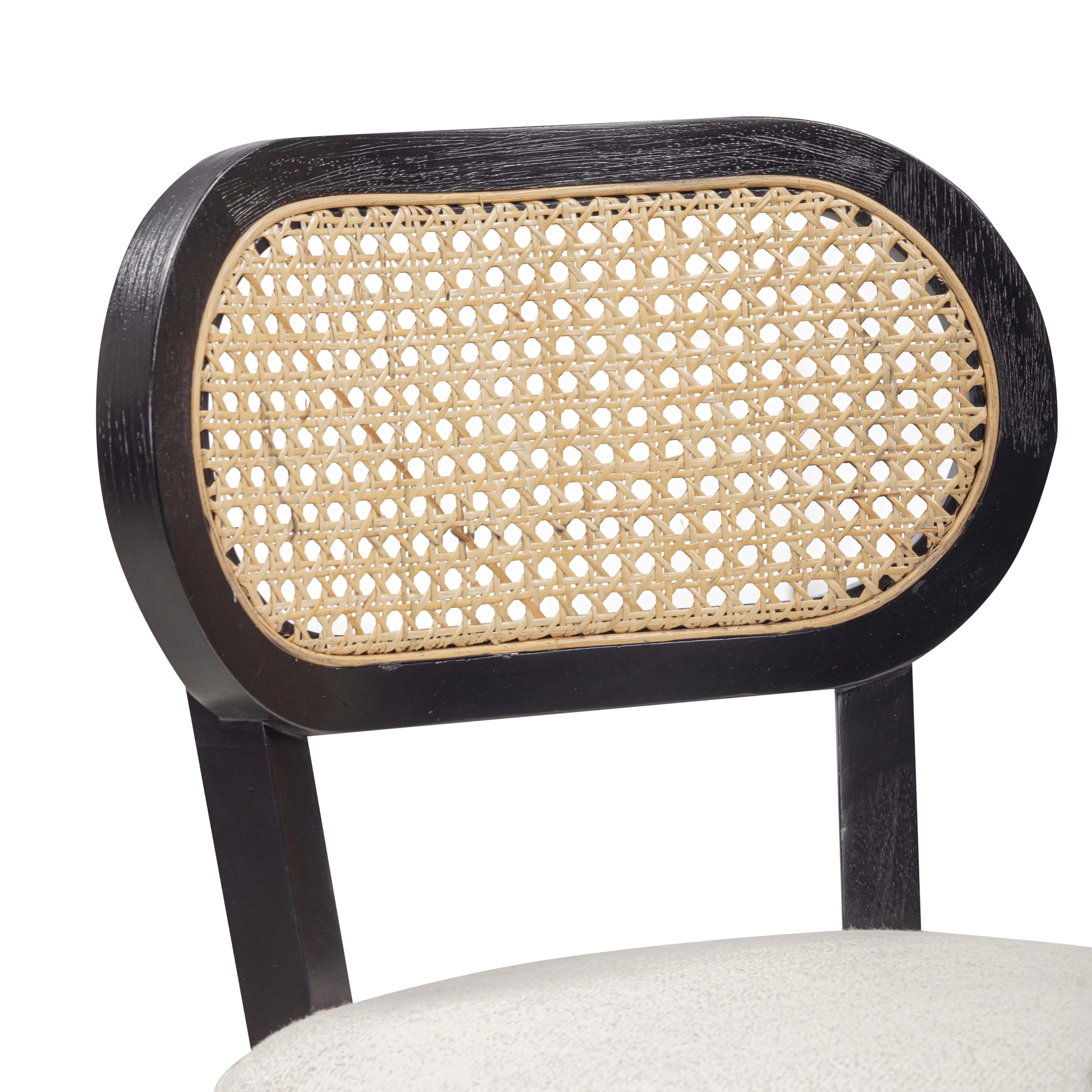 Cosette Black Dining Chair in Cream Performance Linen