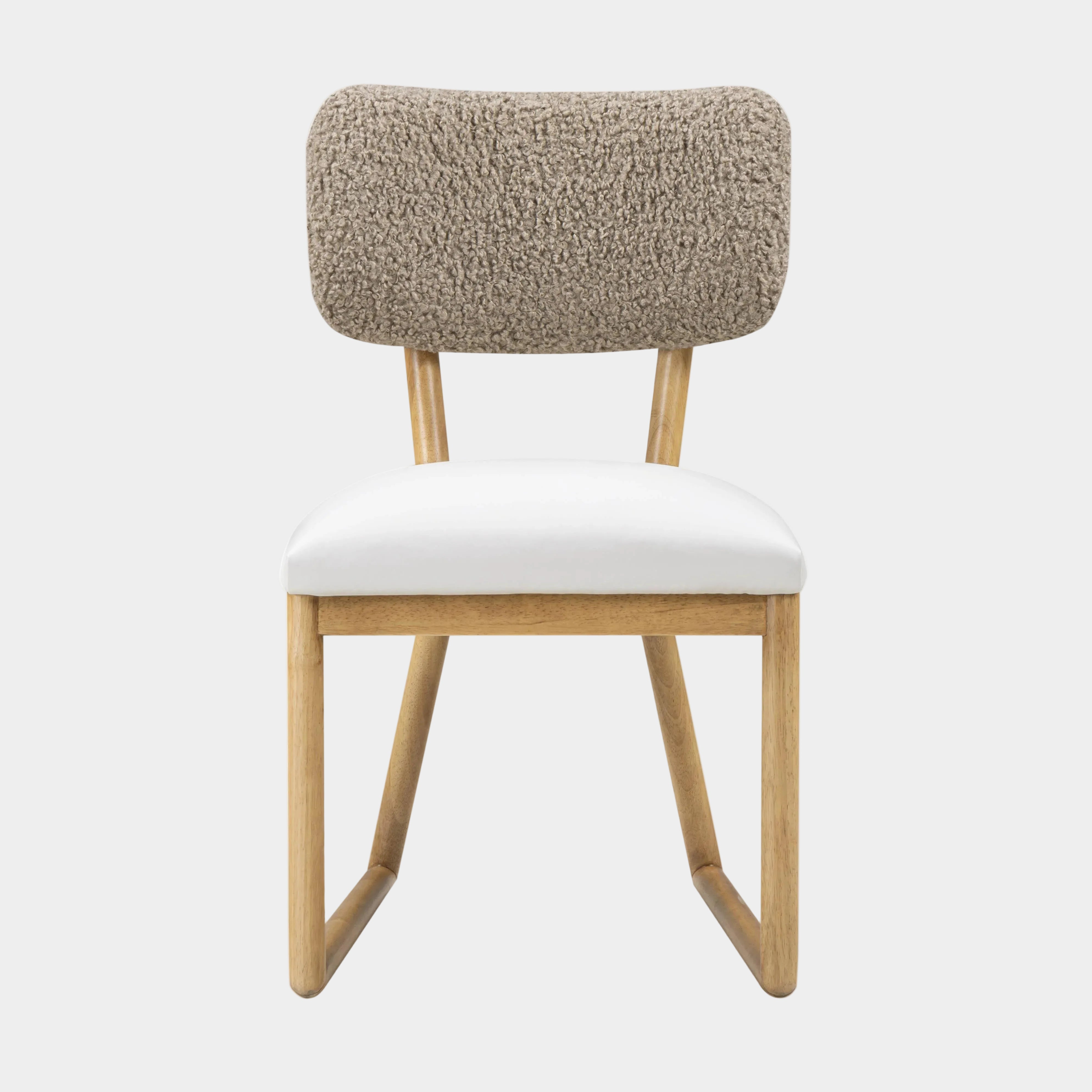 Bobbie Cream Performance Vegan Leather and Grey Vegan Shearling Dining Chair