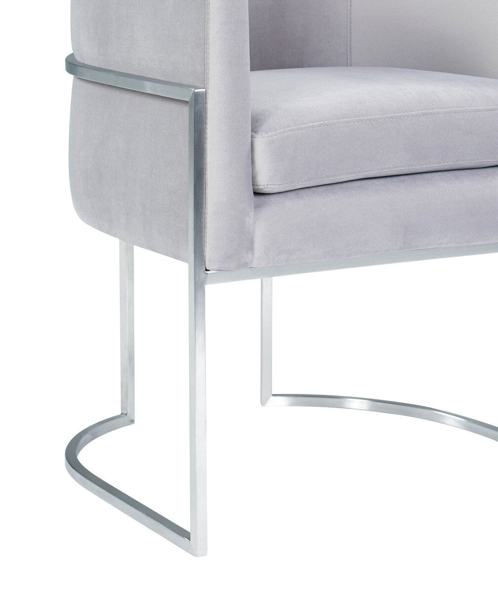 Giselle Grey Velvet Dining Chair - Silver Frame By Inspire Me! Home Decor