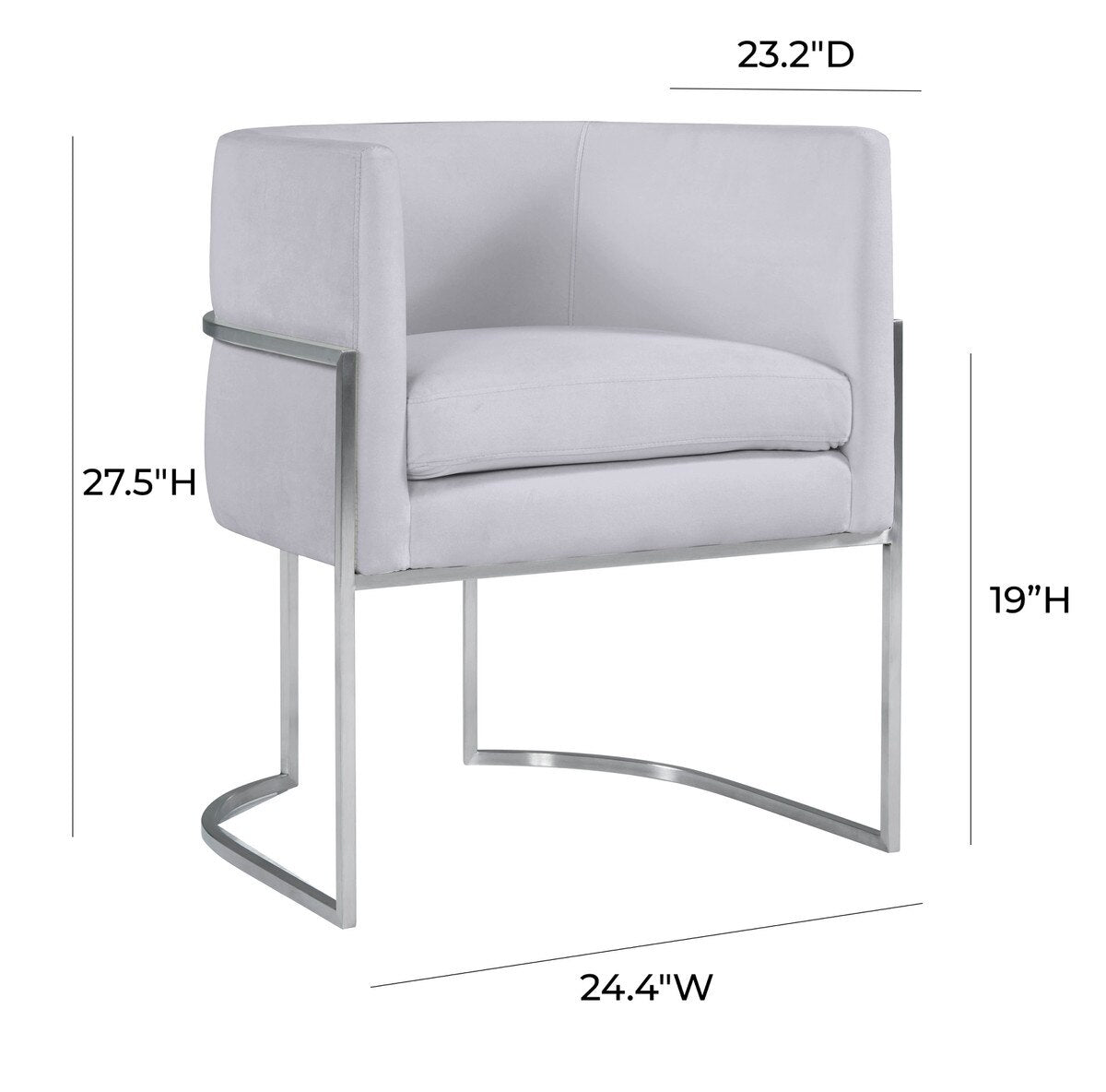 Giselle Grey Velvet Dining Chair - Silver Frame By Inspire Me! Home Decor