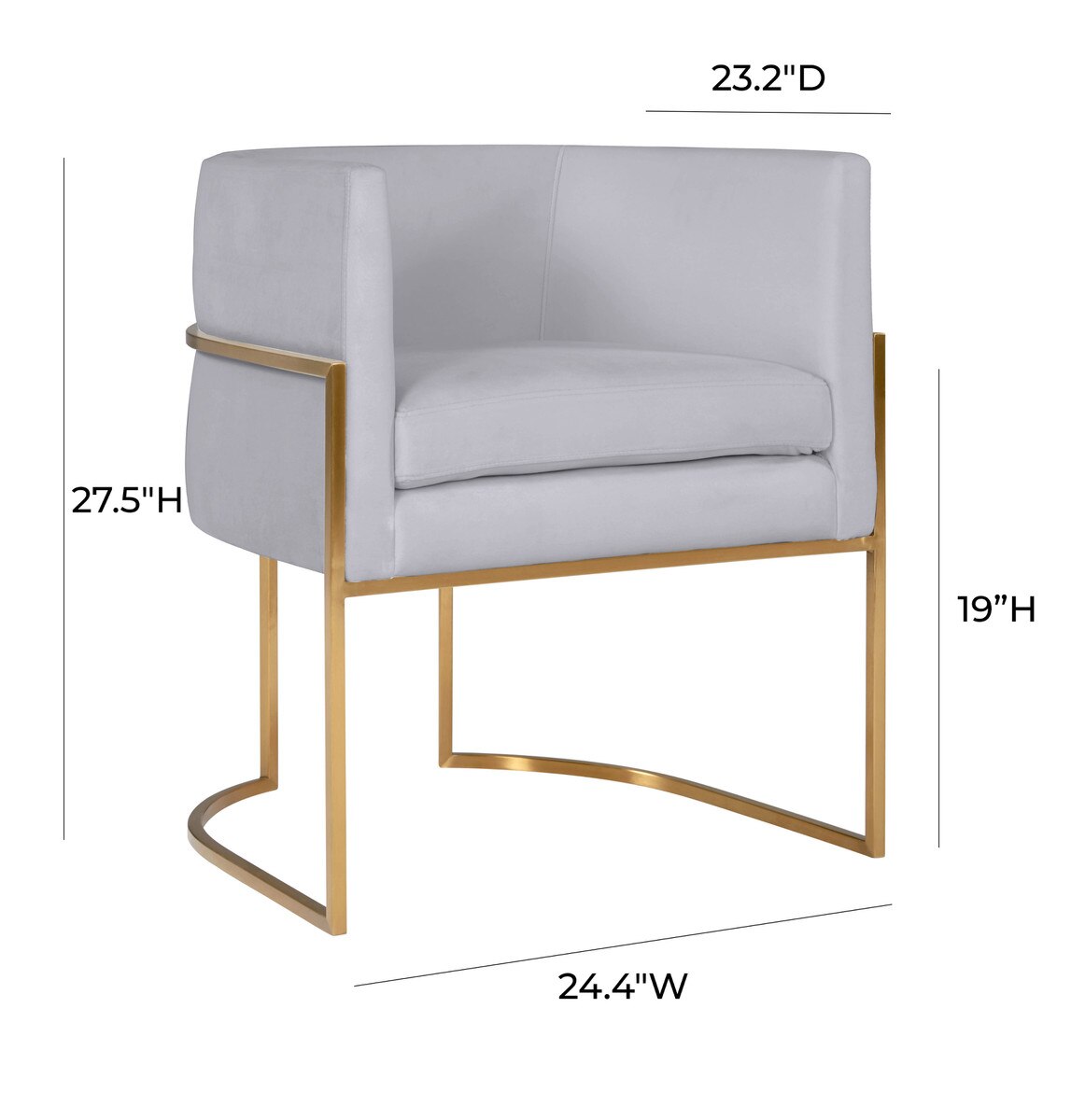 Giselle Grey Velvet Dining Chair - Gold Frame By Inspire Me! Home Decor