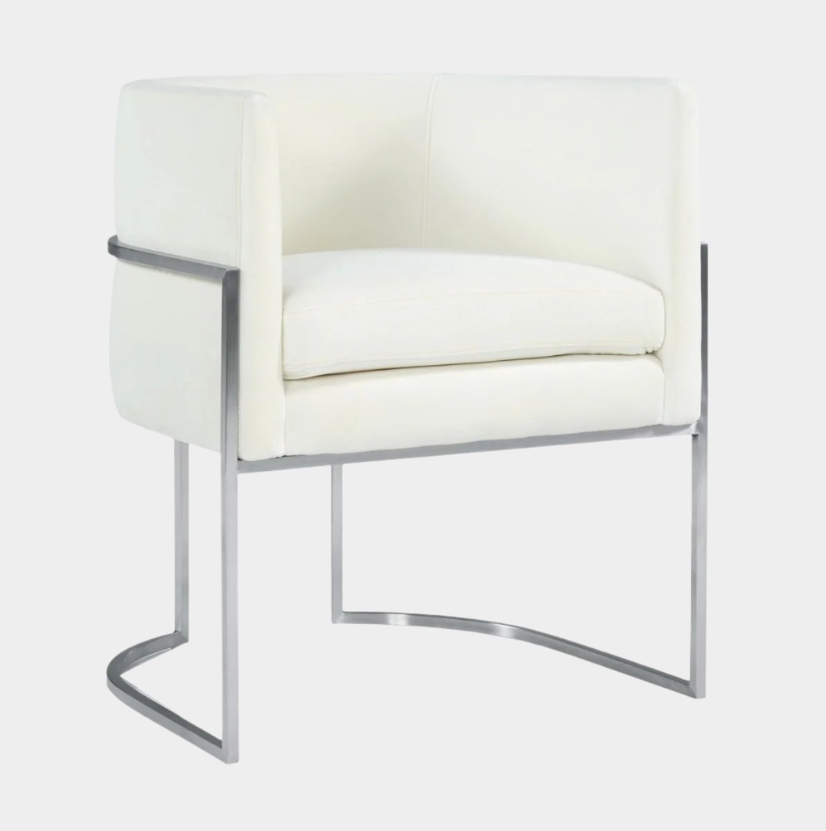 Giselle Cream Velvet Dining Chair - Silver Frame By Inspire Me! Home Decor