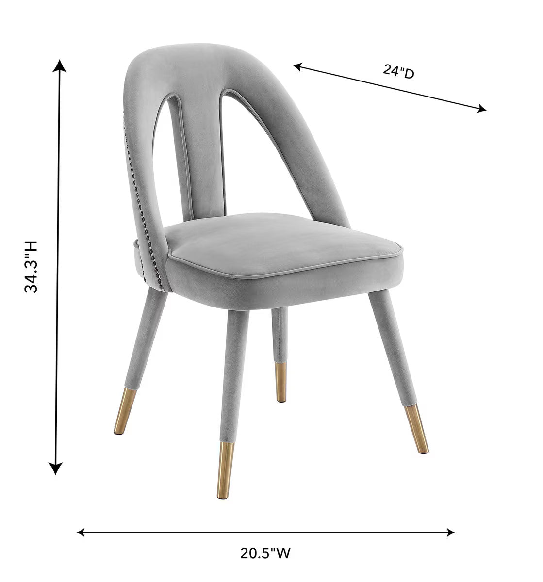 Petra Light Grey Velvet Side Chair