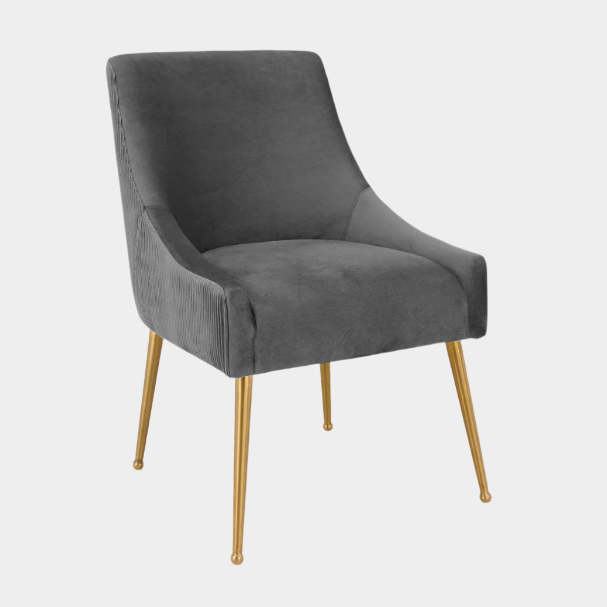 Beatrix Pleated Grey Velvet Side Chair