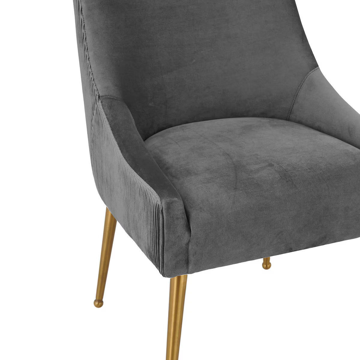 Beatrix Pleated Grey Velvet Side Chair