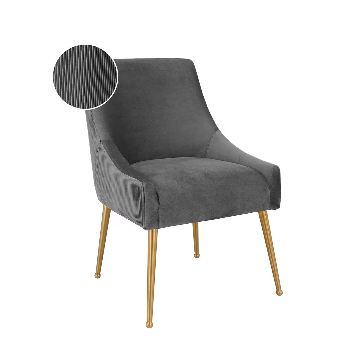 Beatrix Pleated Grey Velvet Side Chair