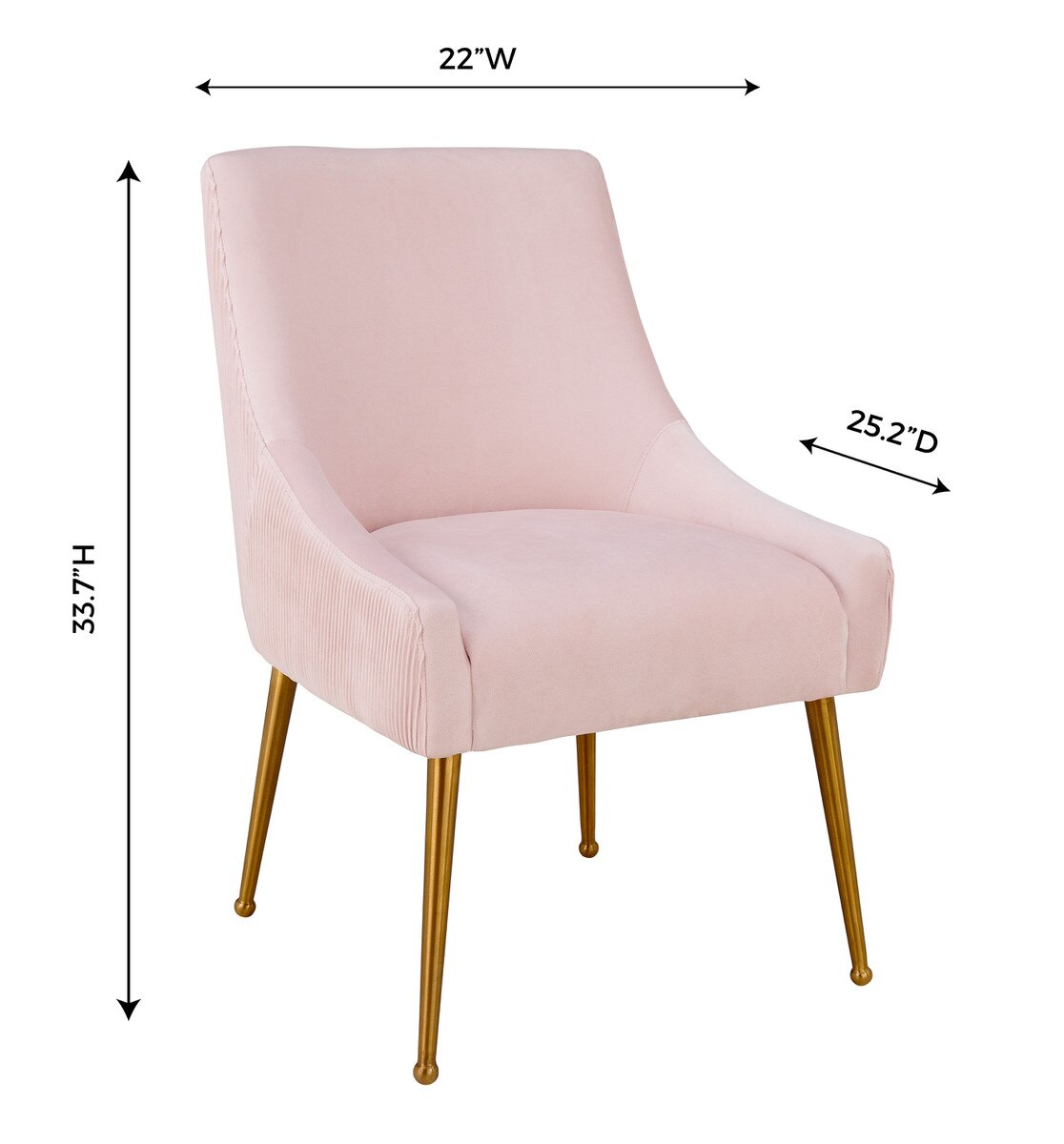 Beatrix Pleated Blush Velvet Side Chair