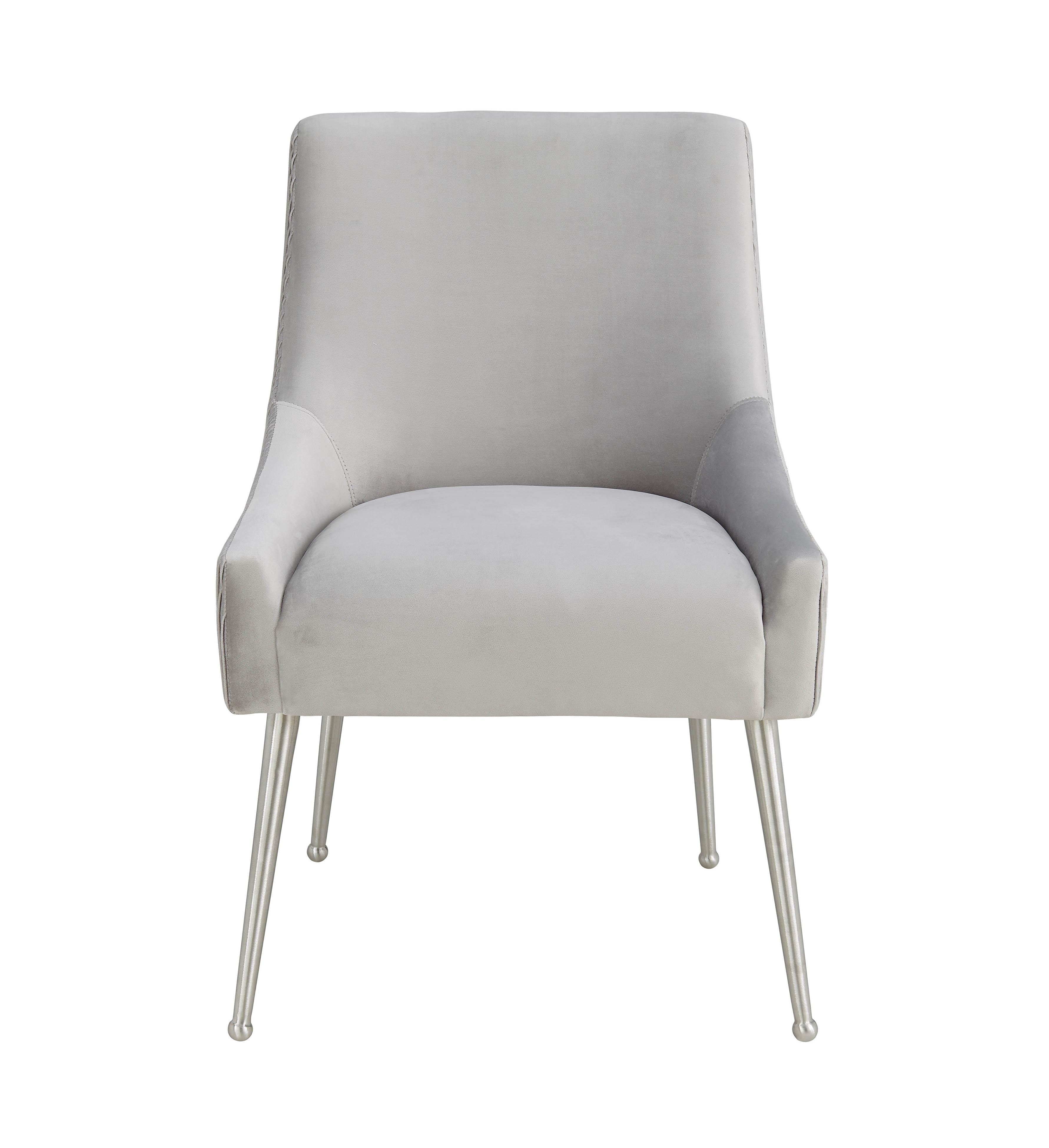 Beatrix Grey Performance Velvet Dining Chair - Silver Legs