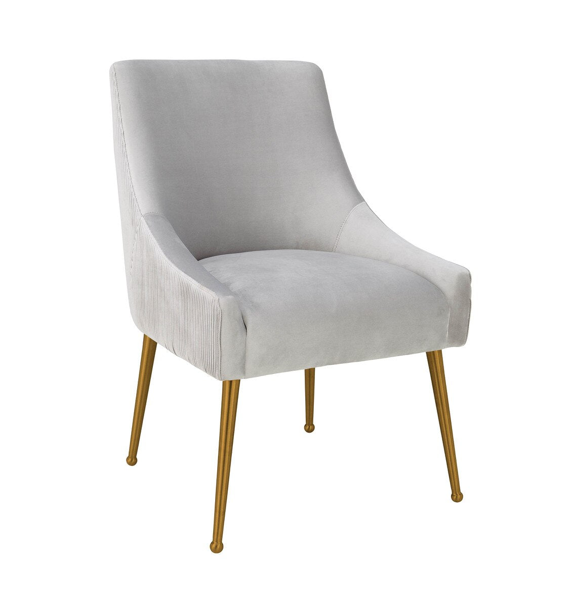 Beatrix Pleated Light Grey Velvet Side Chair