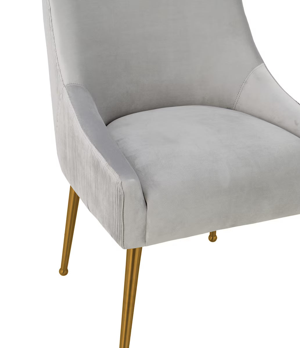 Beatrix Pleated Light Grey Velvet Side Chair