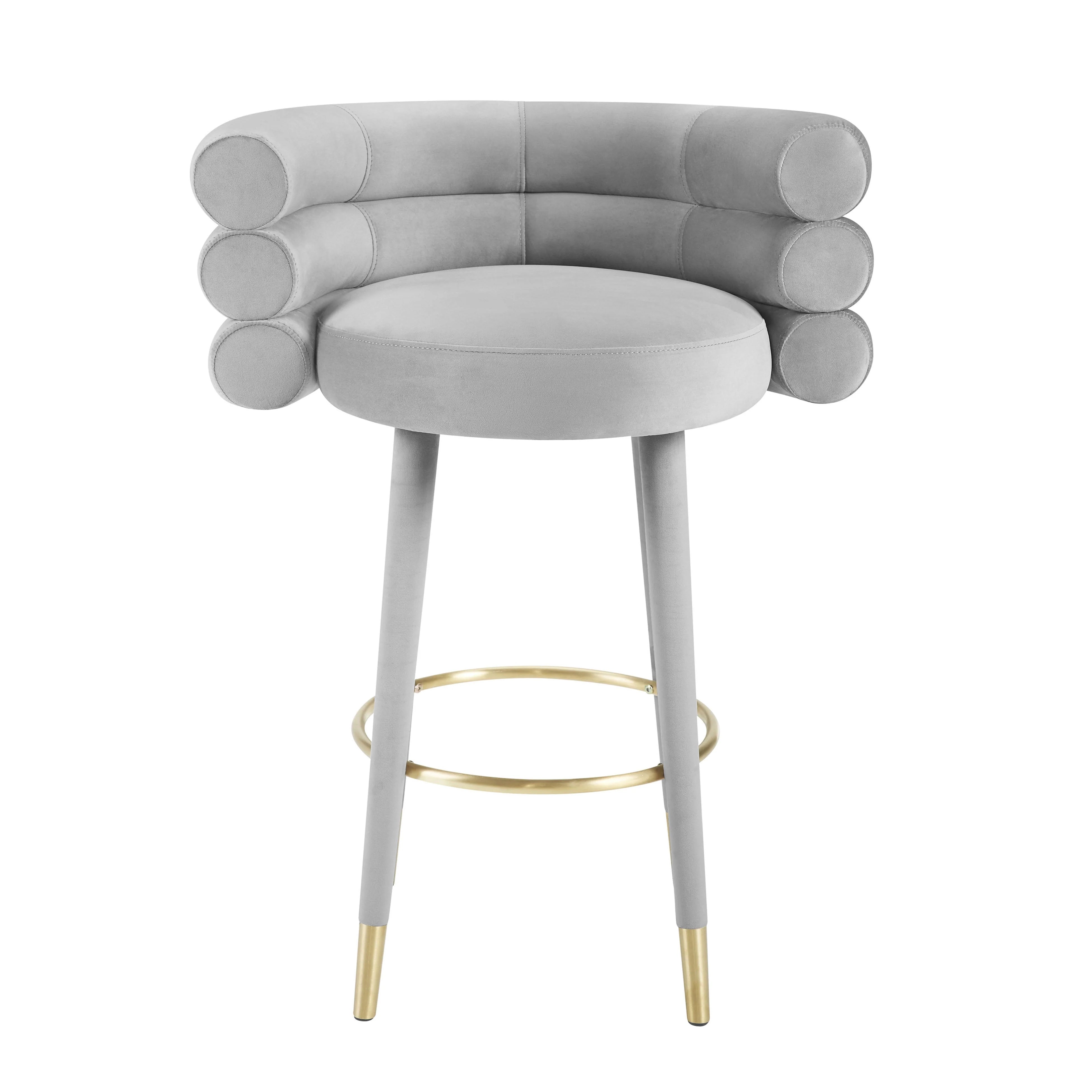 Tabouret de bar Betty en velours gris