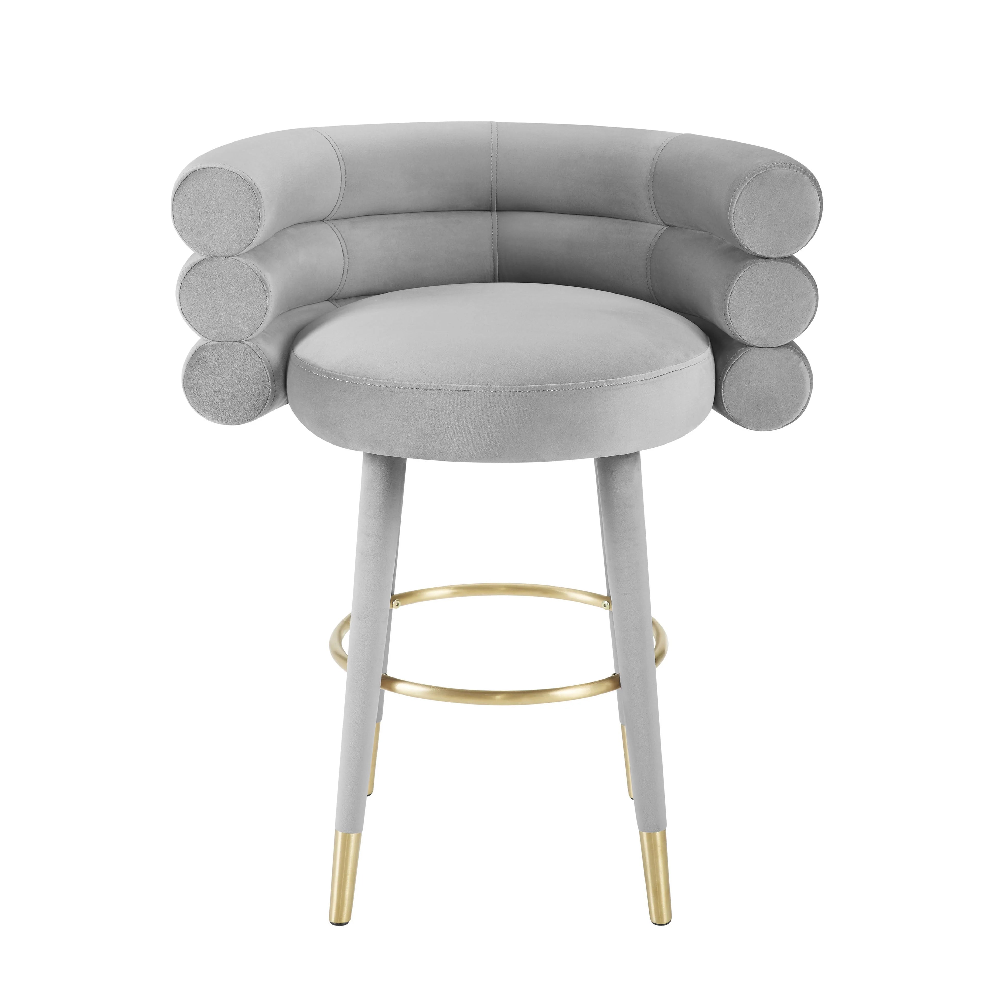 Tabouret de bar Betty en velours gris