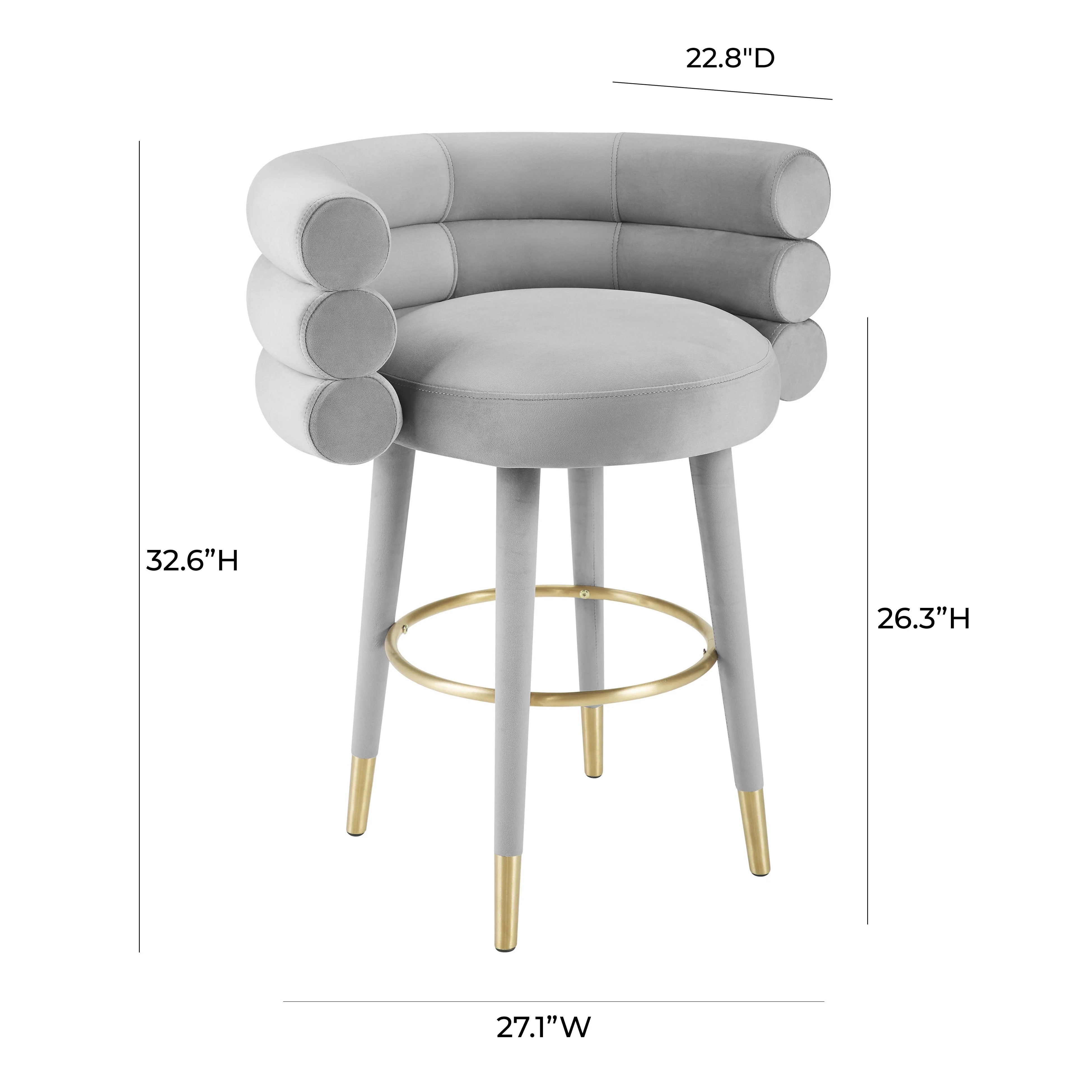 Tabouret de bar Betty en velours gris