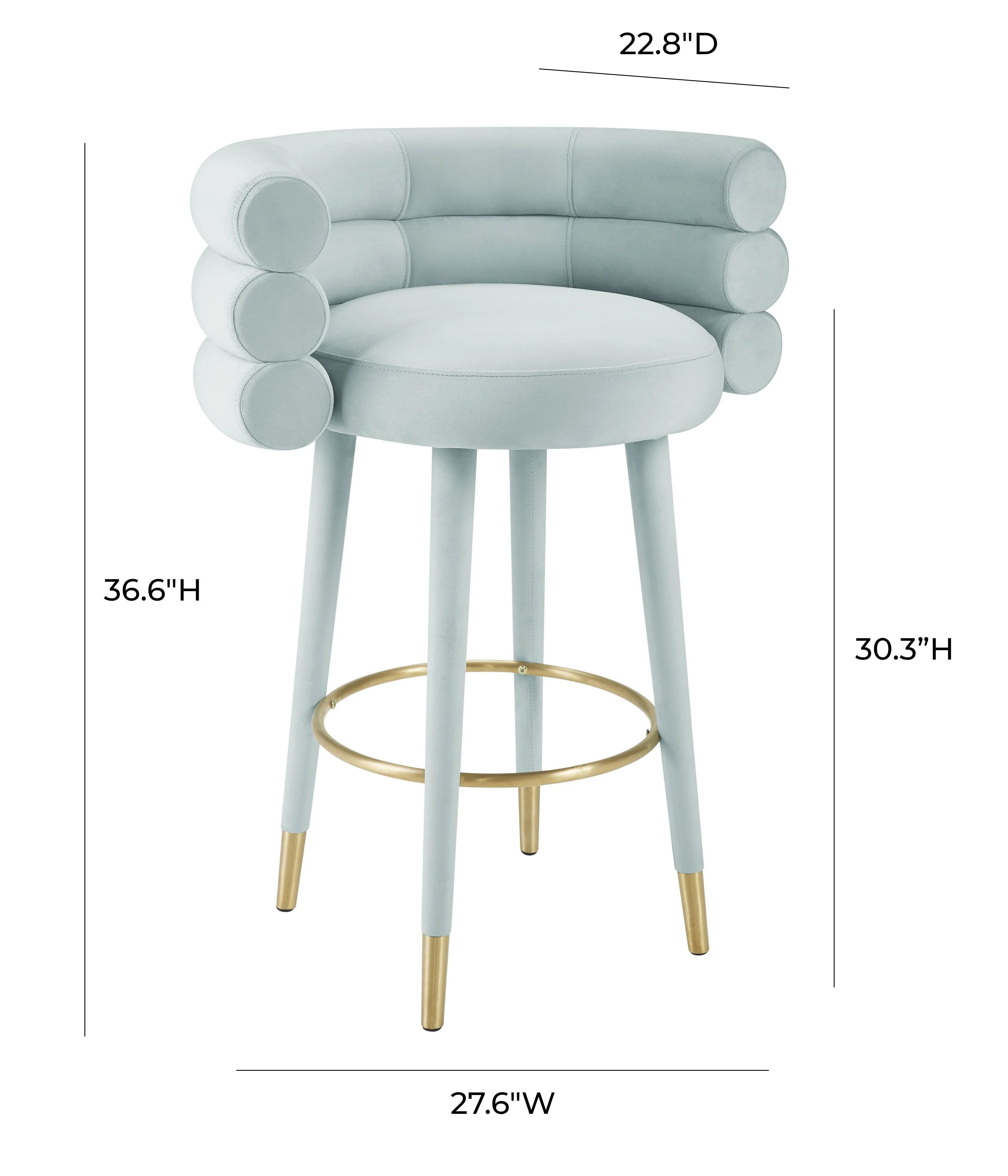 Tabouret de bar Betty en velours gris