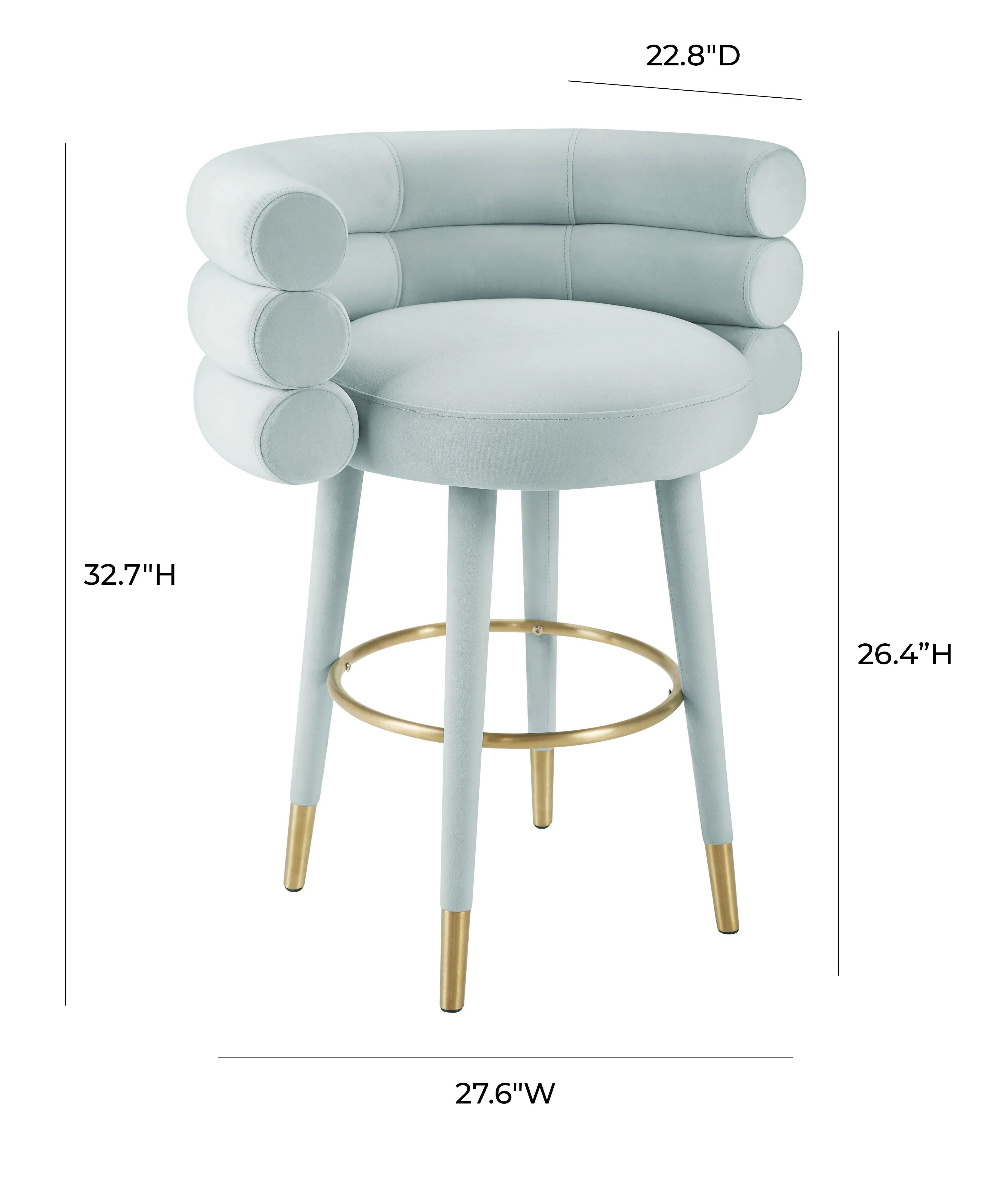 Tabouret de bar Betty en velours gris