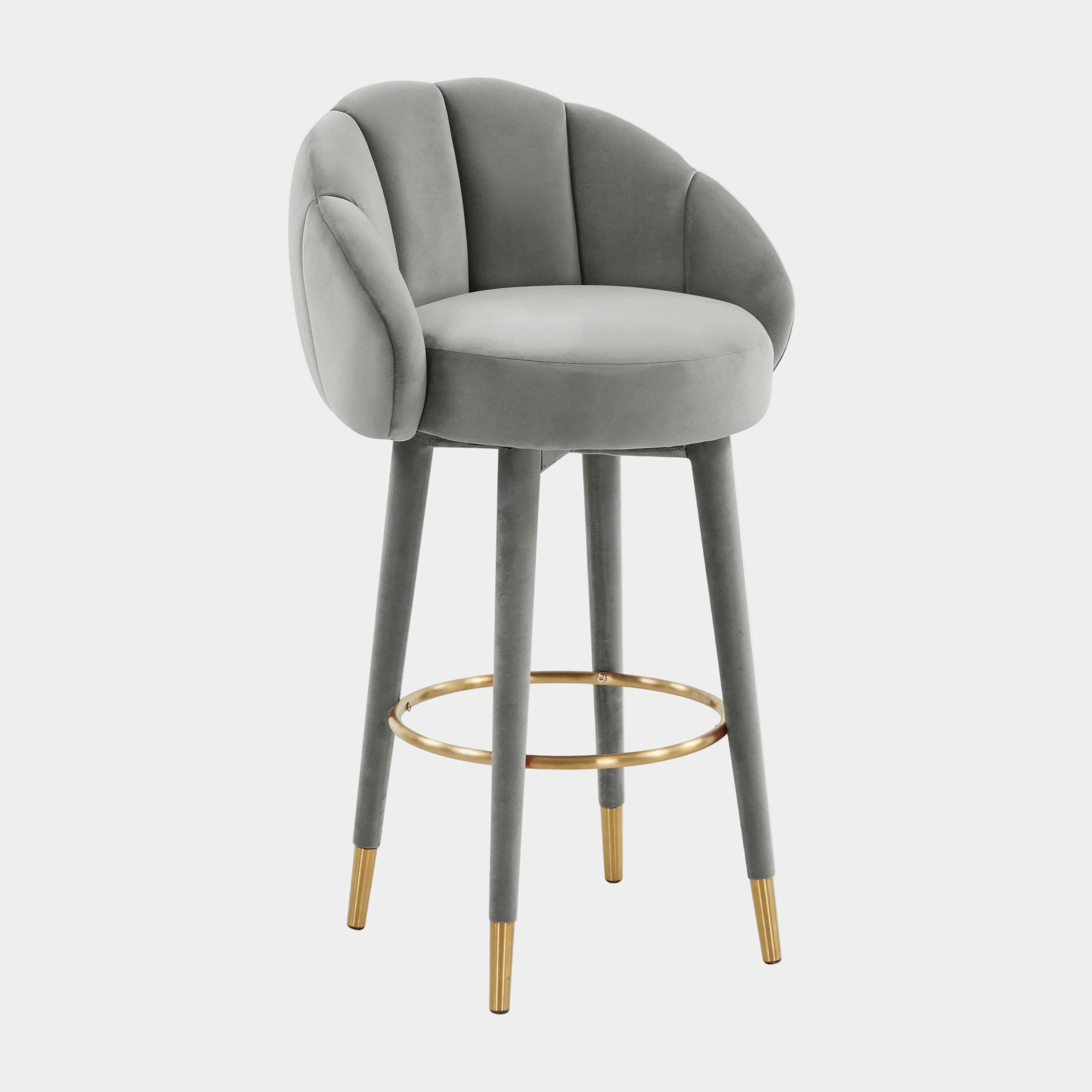 Myla Performance Velvet Swivel Stool