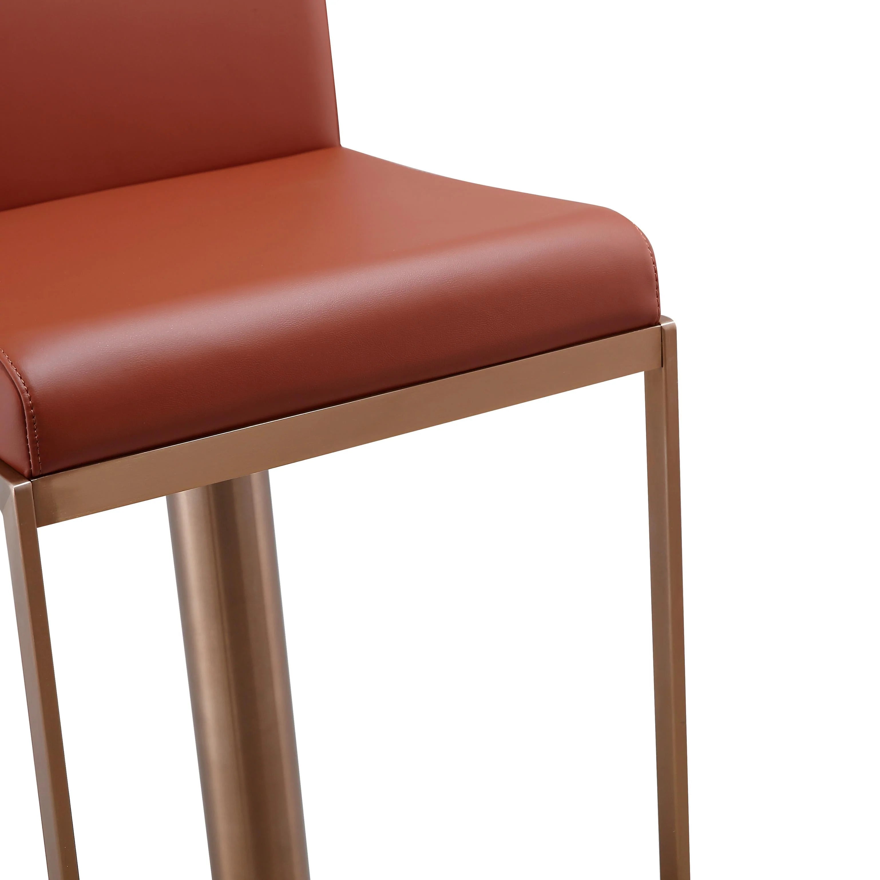 Sentinel Saddle Brown Performance Vegan Leather and Rose Gold Adjustable Stool