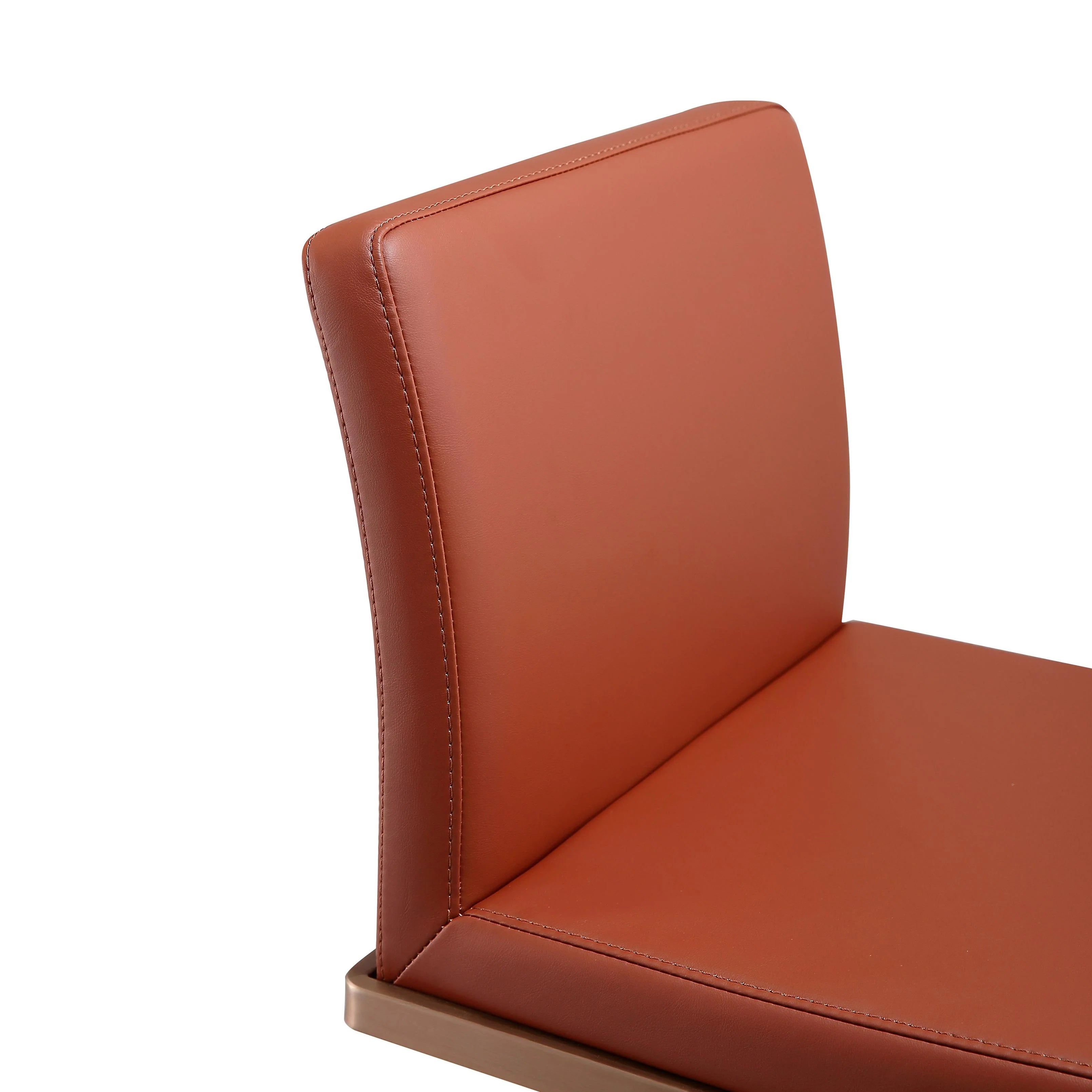 Sentinel Saddle Brown Performance Vegan Leather and Rose Gold Adjustable Stool