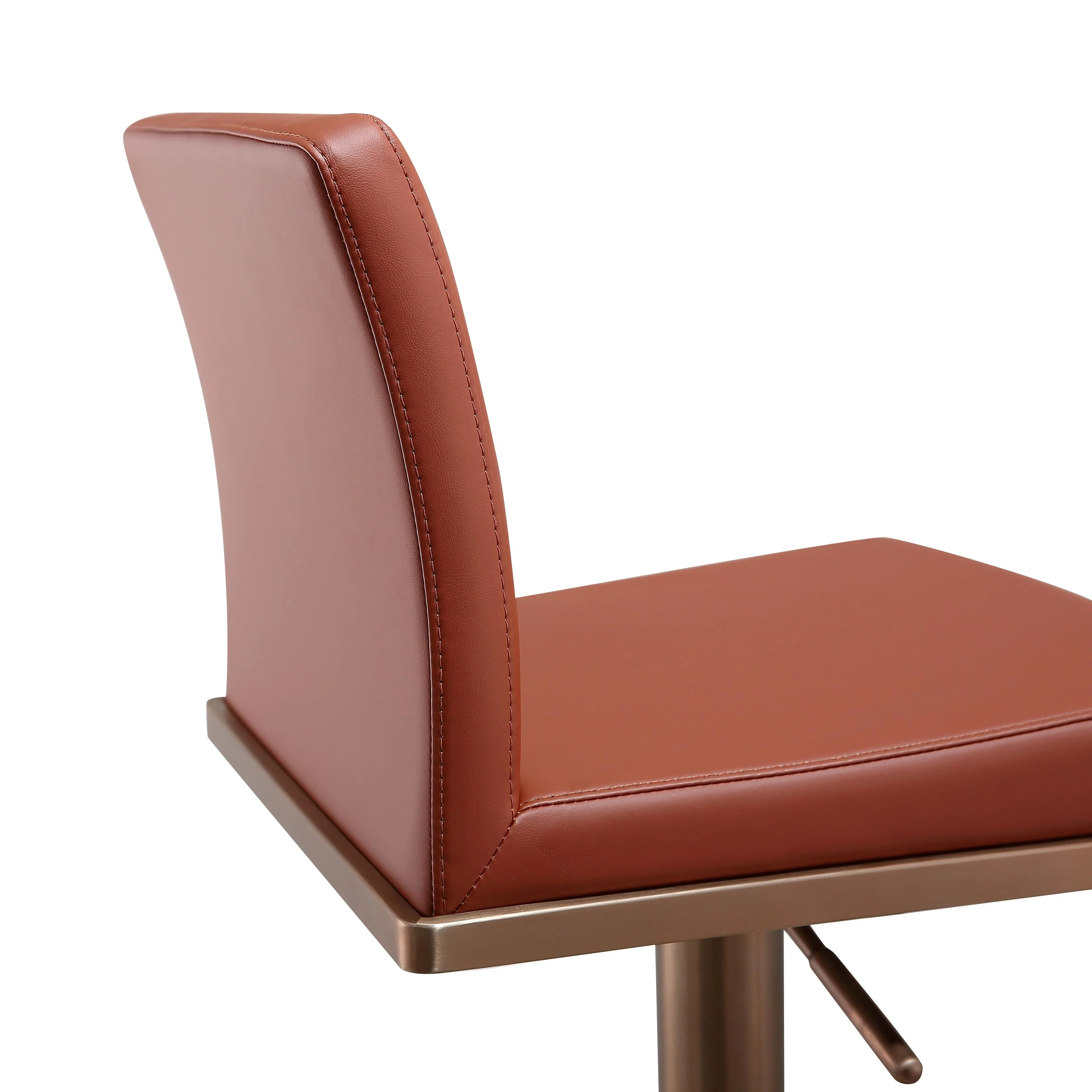 Sentinel Saddle Brown Performance Vegan Leather and Rose Gold Adjustable Stool