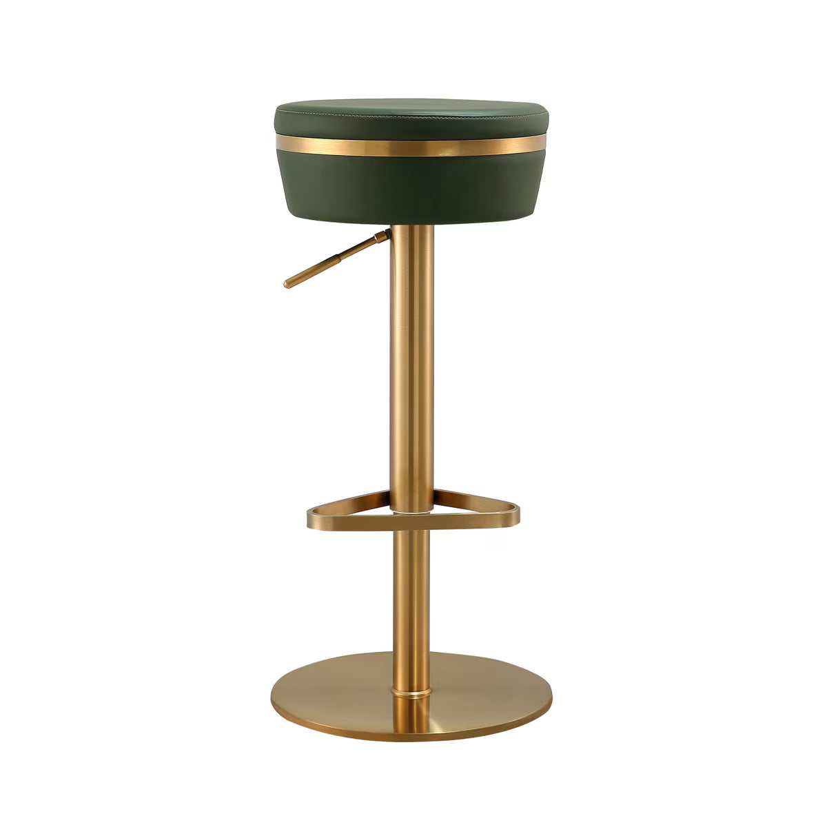 Astro Malachite Green Performance Vegan Leather and Gold Adjustable Stool