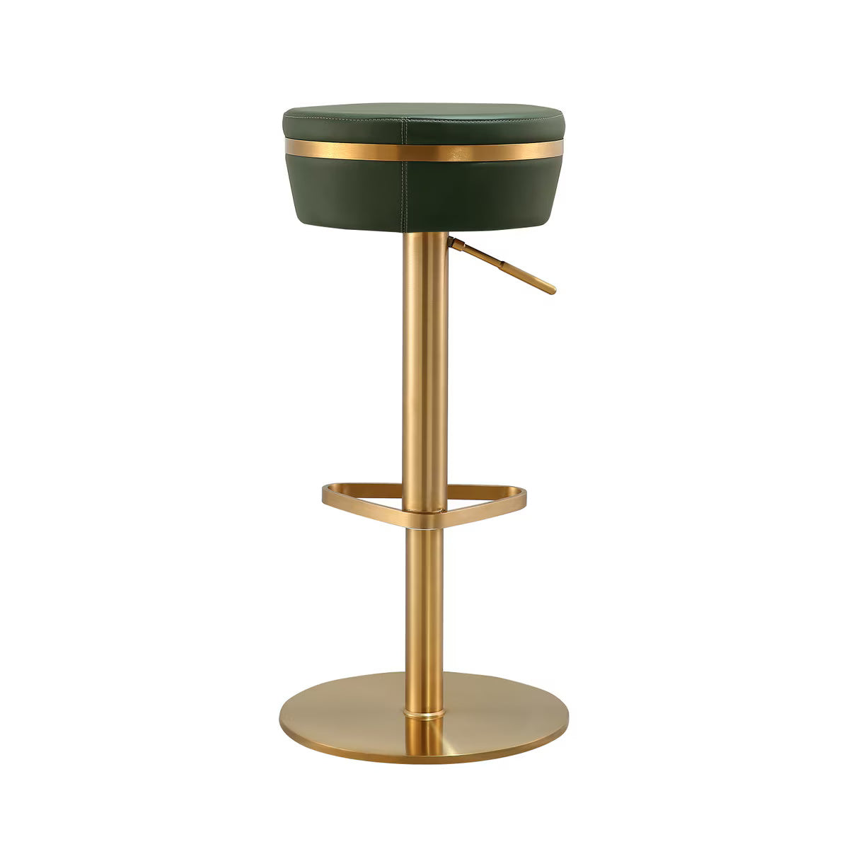 Astro Malachite Green Performance Vegan Leather and Gold Adjustable Stool