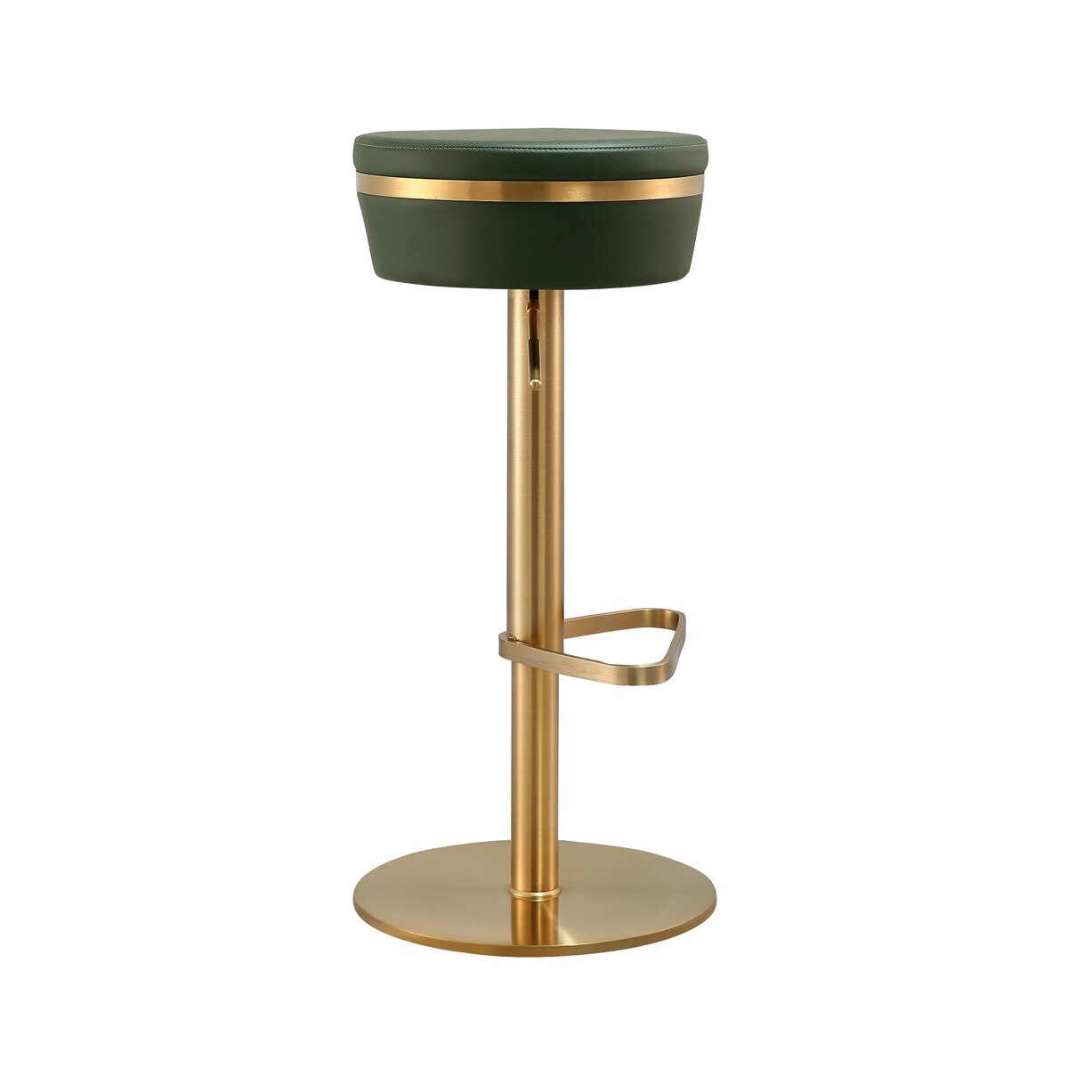 Astro Malachite Green Performance Vegan Leather and Gold Adjustable Stool