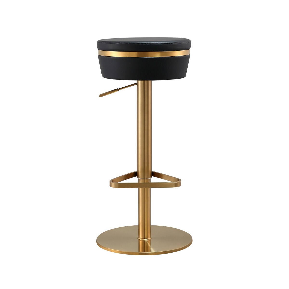 Astro Black Performance Vegan Leather and Gold Adjustable Stool