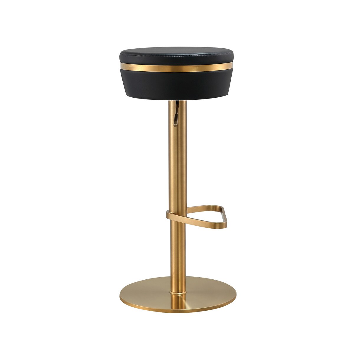 Astro Black Performance Vegan Leather and Gold Adjustable Stool