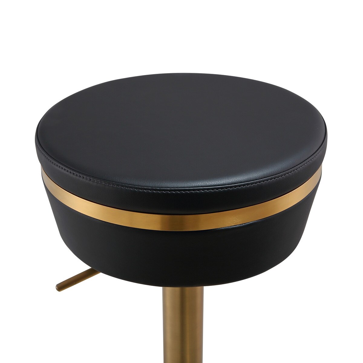 Astro Black Performance Vegan Leather and Gold Adjustable Stool