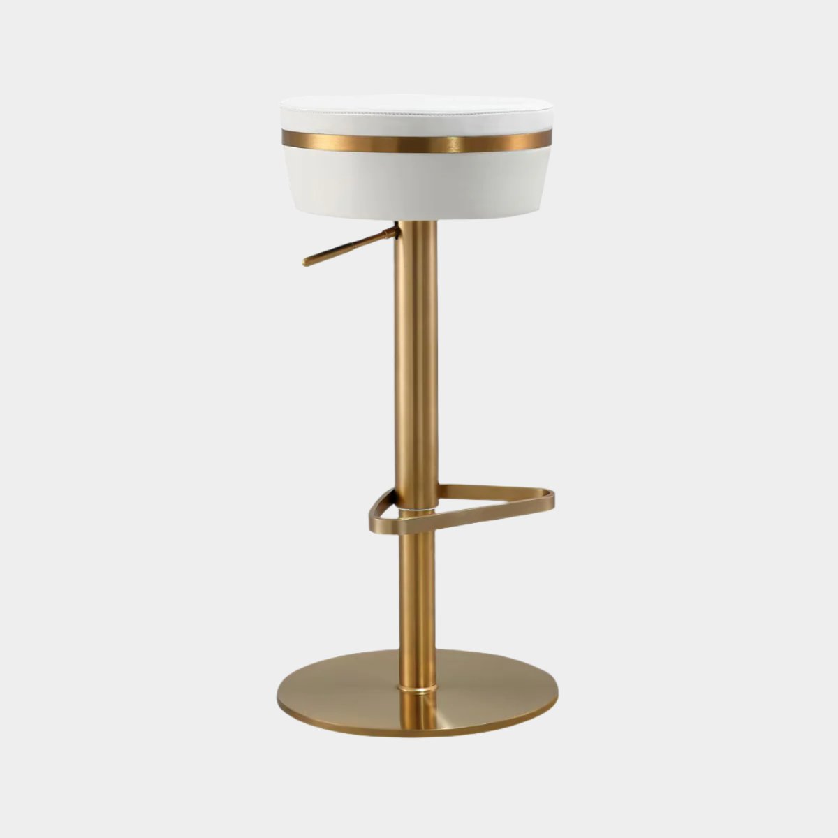 Astro White Performance Vegan Leather and Gold Adjustable Stool