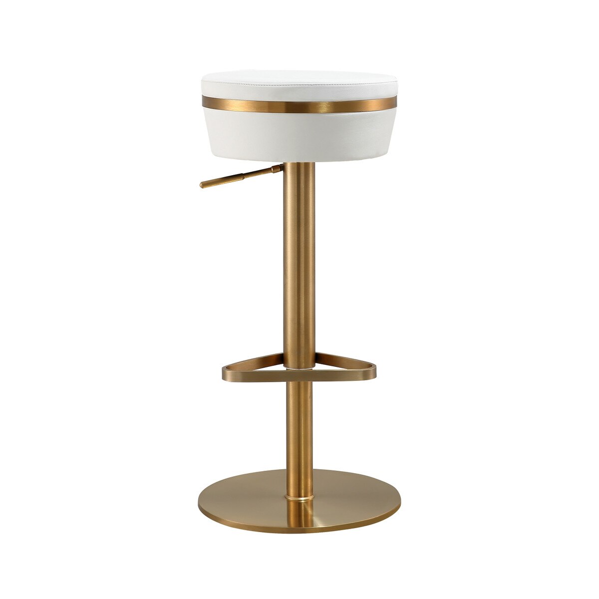 Astro White Performance Vegan Leather and Gold Adjustable Stool